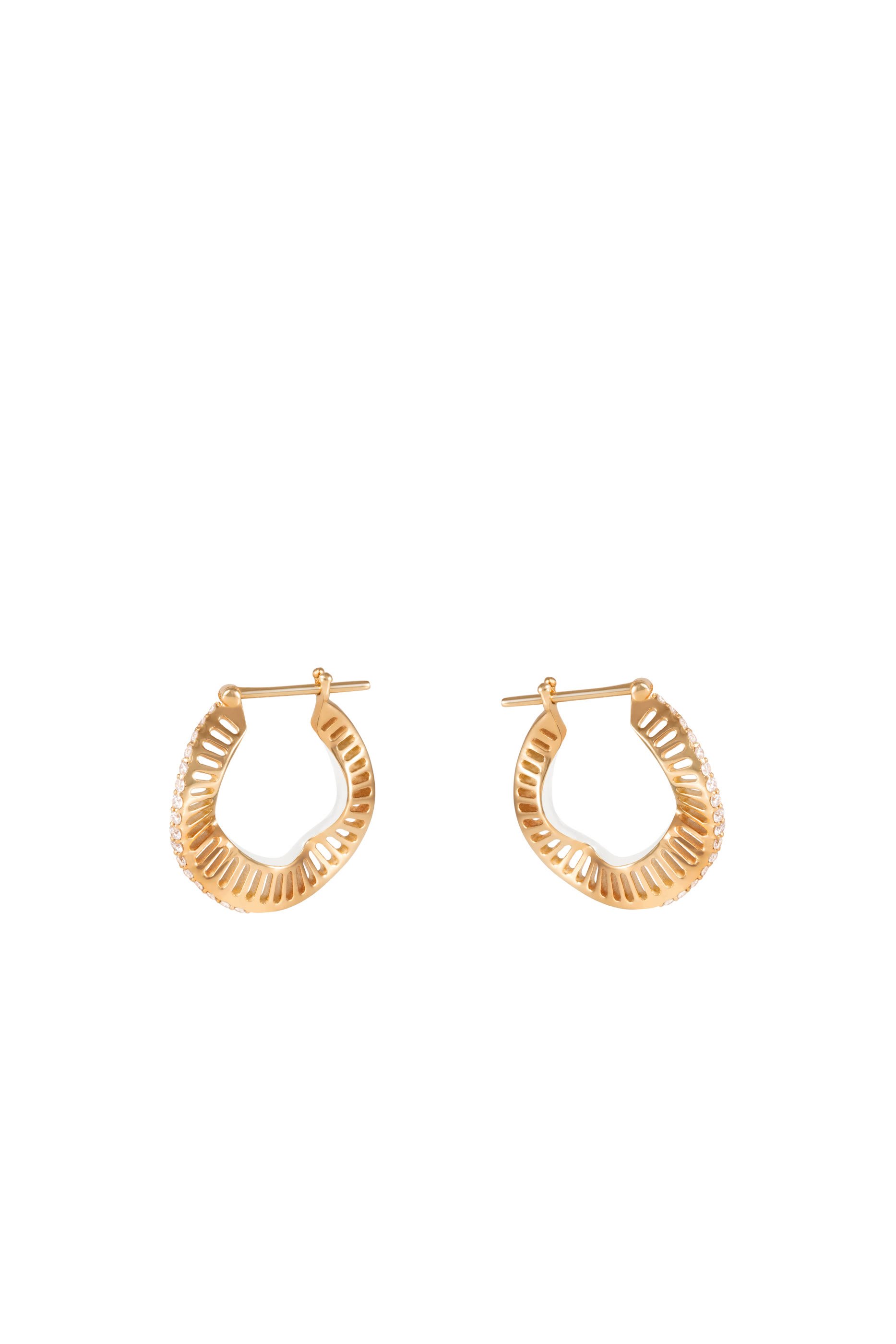 Wave Size 1 Hoop Earrings, 18k Yellow Gold, White Enamel & Diamonds