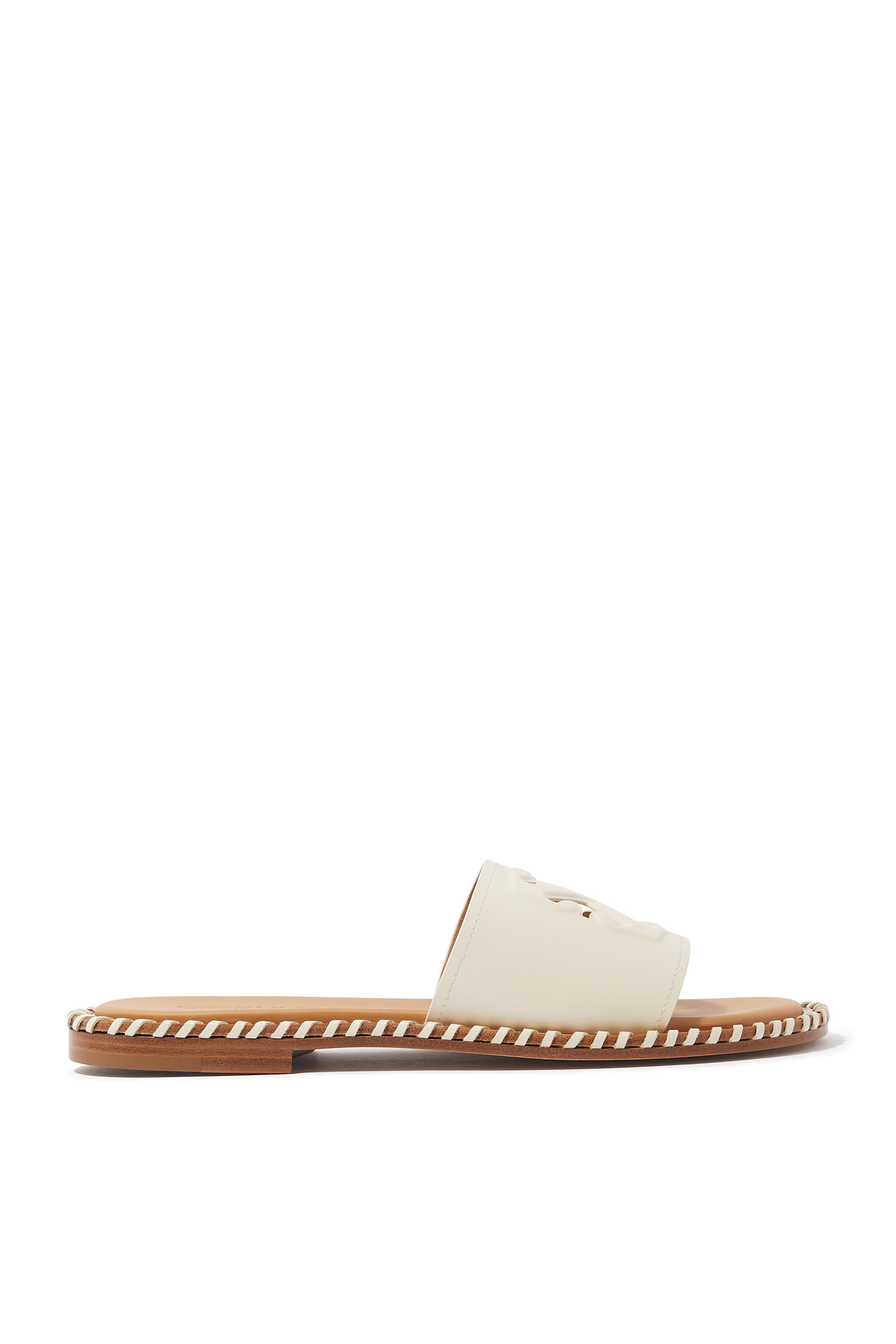 Twist Embossed Arrow Leather Slides