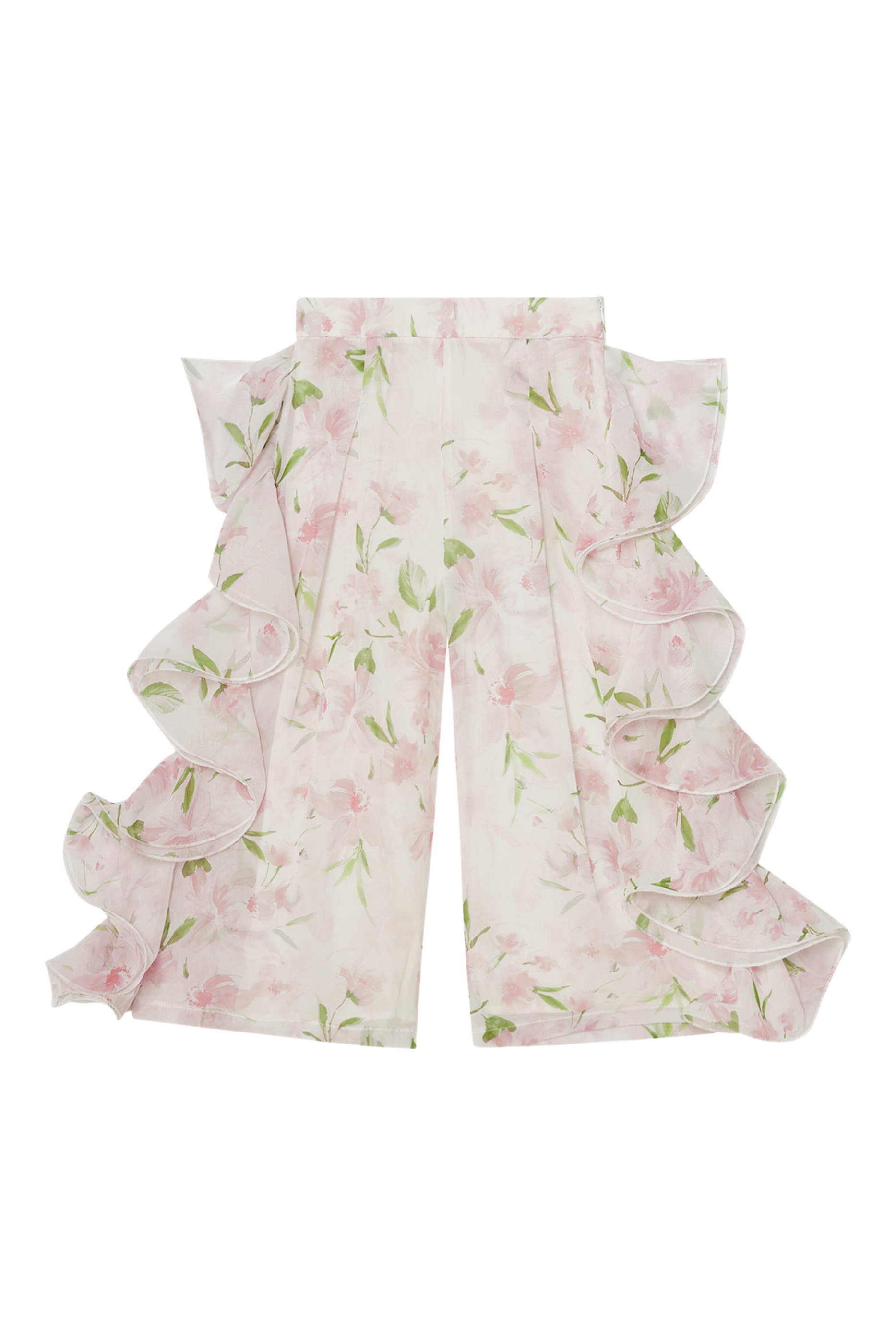Kids Ruffled Floral-Print Pants
