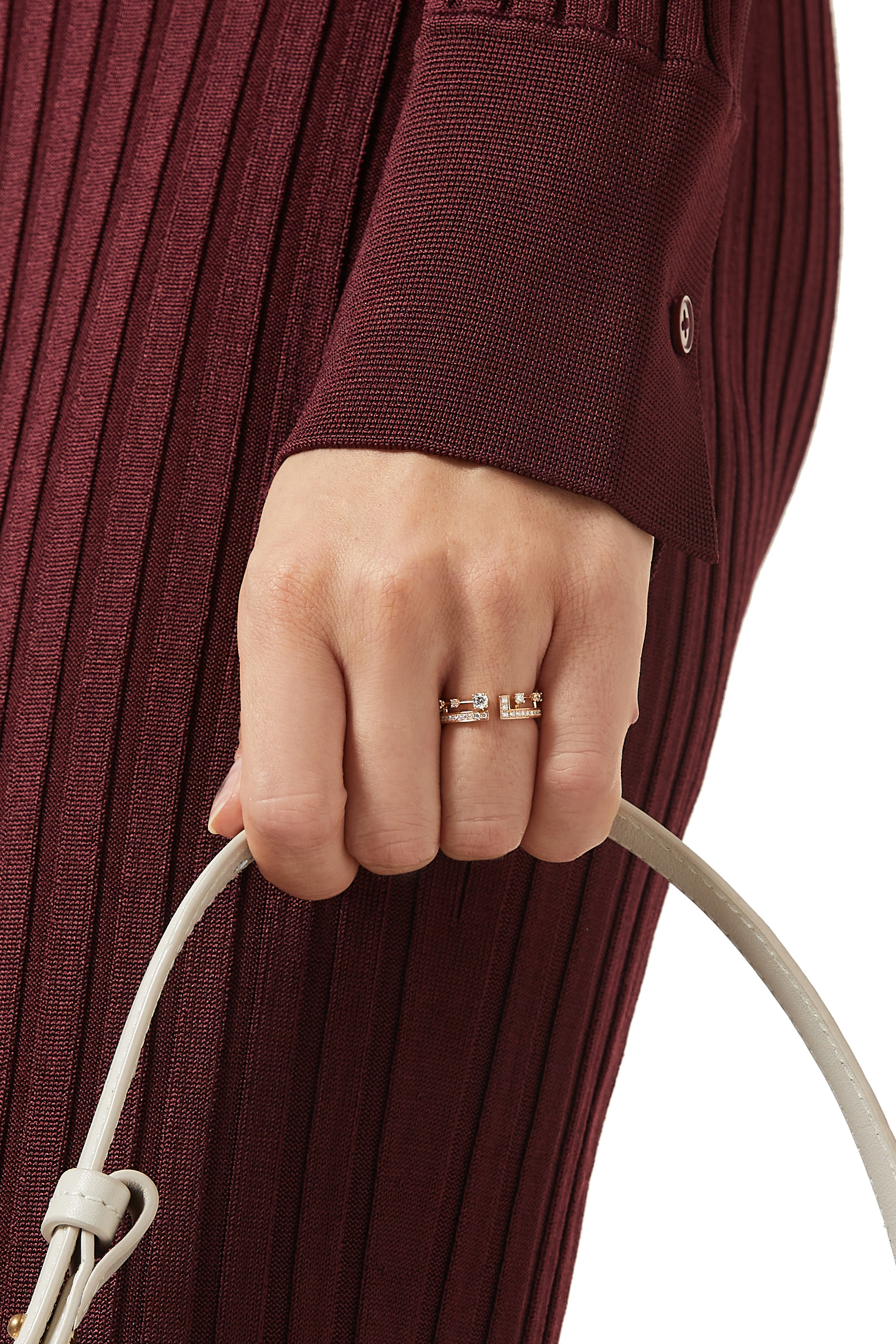 Avenues  Index Ring, 18k Rose Gold with Full Diamonds