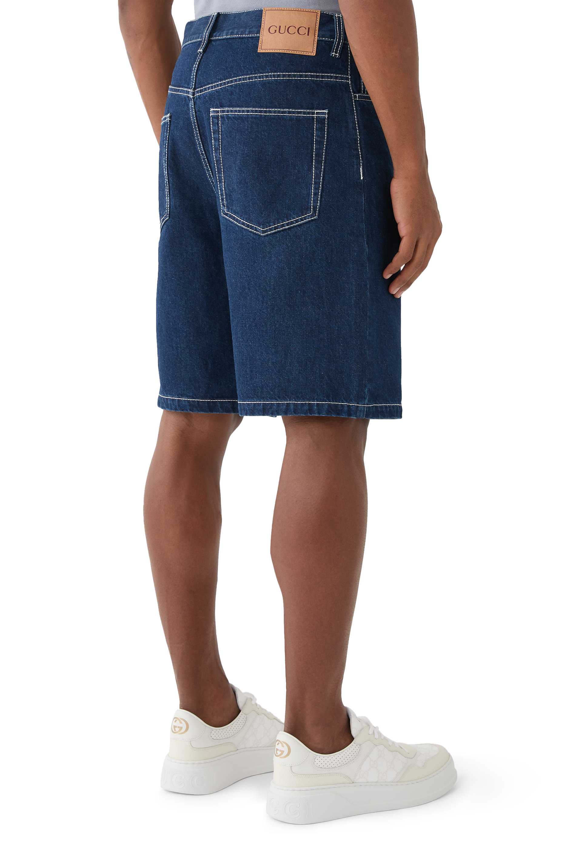 Lasered Denim Shorts
