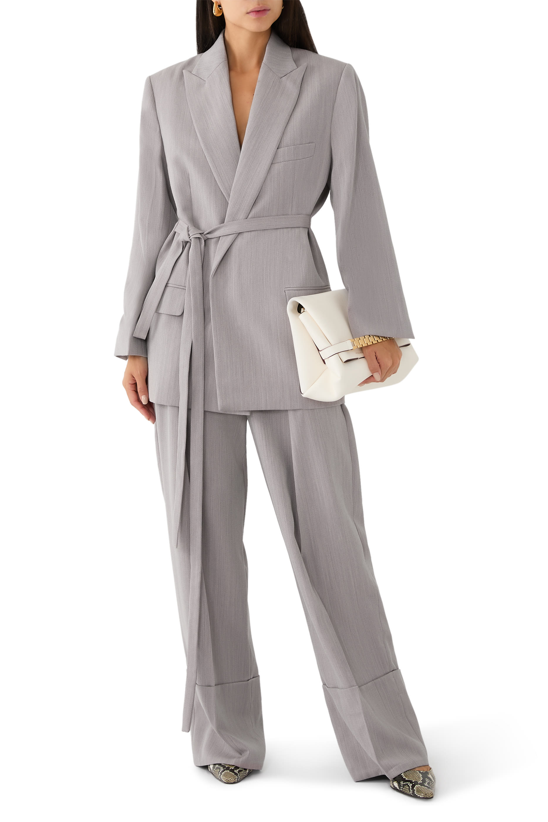 Wide Leg Turn-Up Trouser