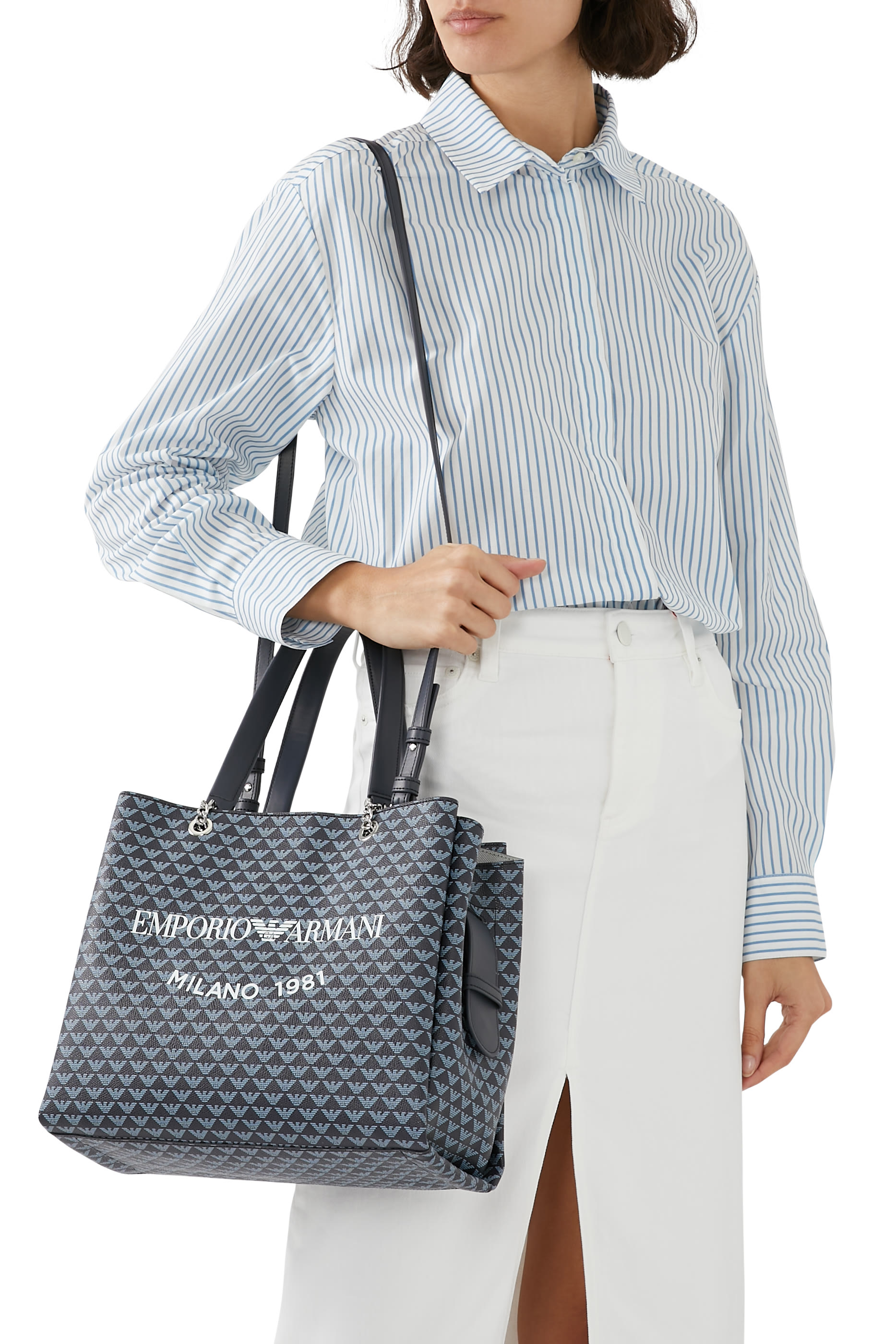 All-Over Eagle Shopper Bag With Eagle Charm