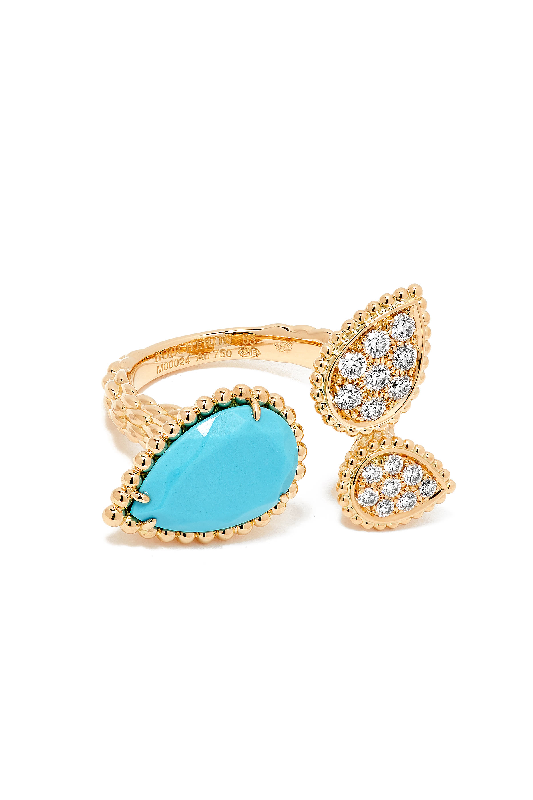 Serpent Boh&egrave;me Triple Motif Diamond Ring, 18k Yellow Gold With Turquoise & Diamonds