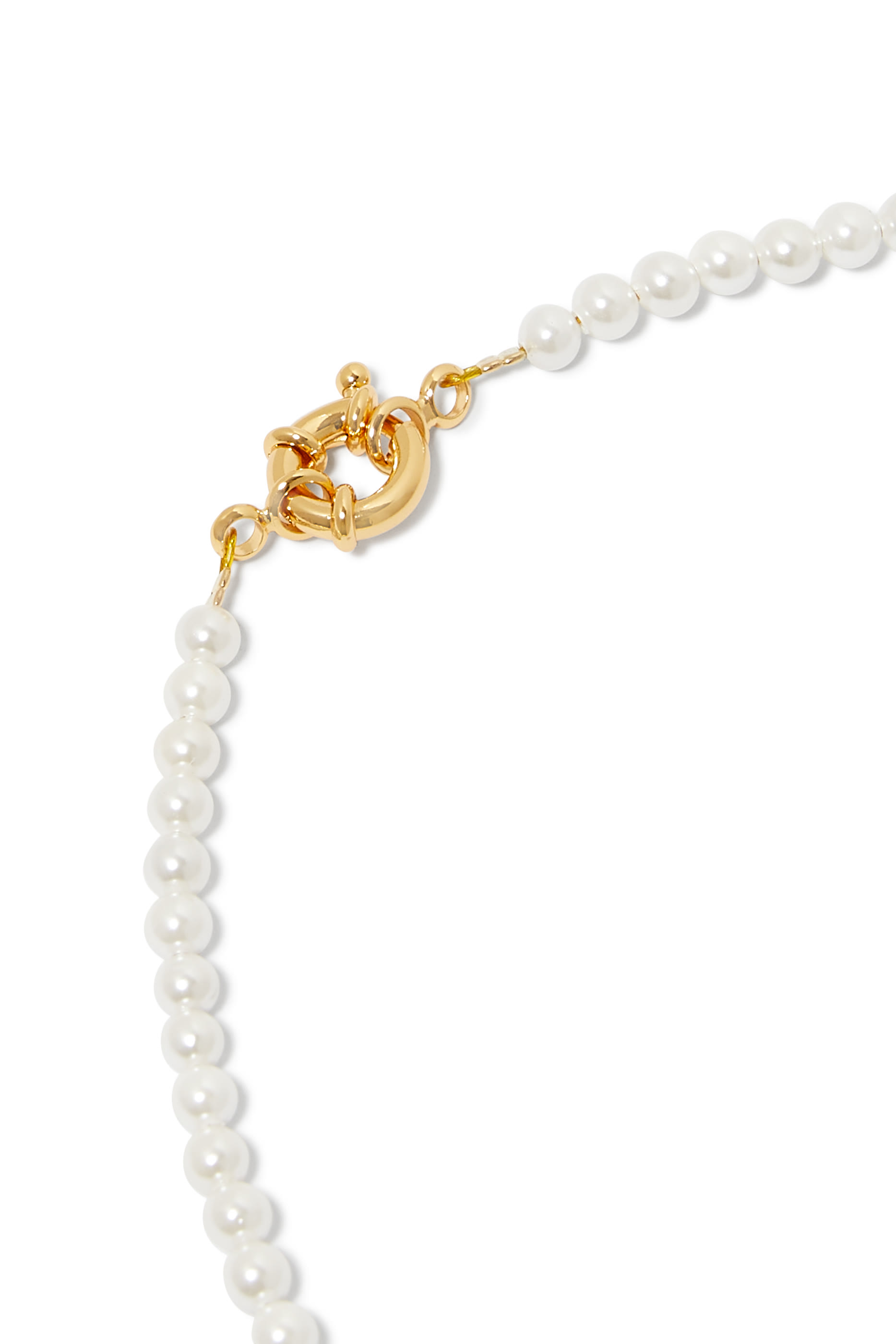 Pearl Necklace with 5 Strass Pendant