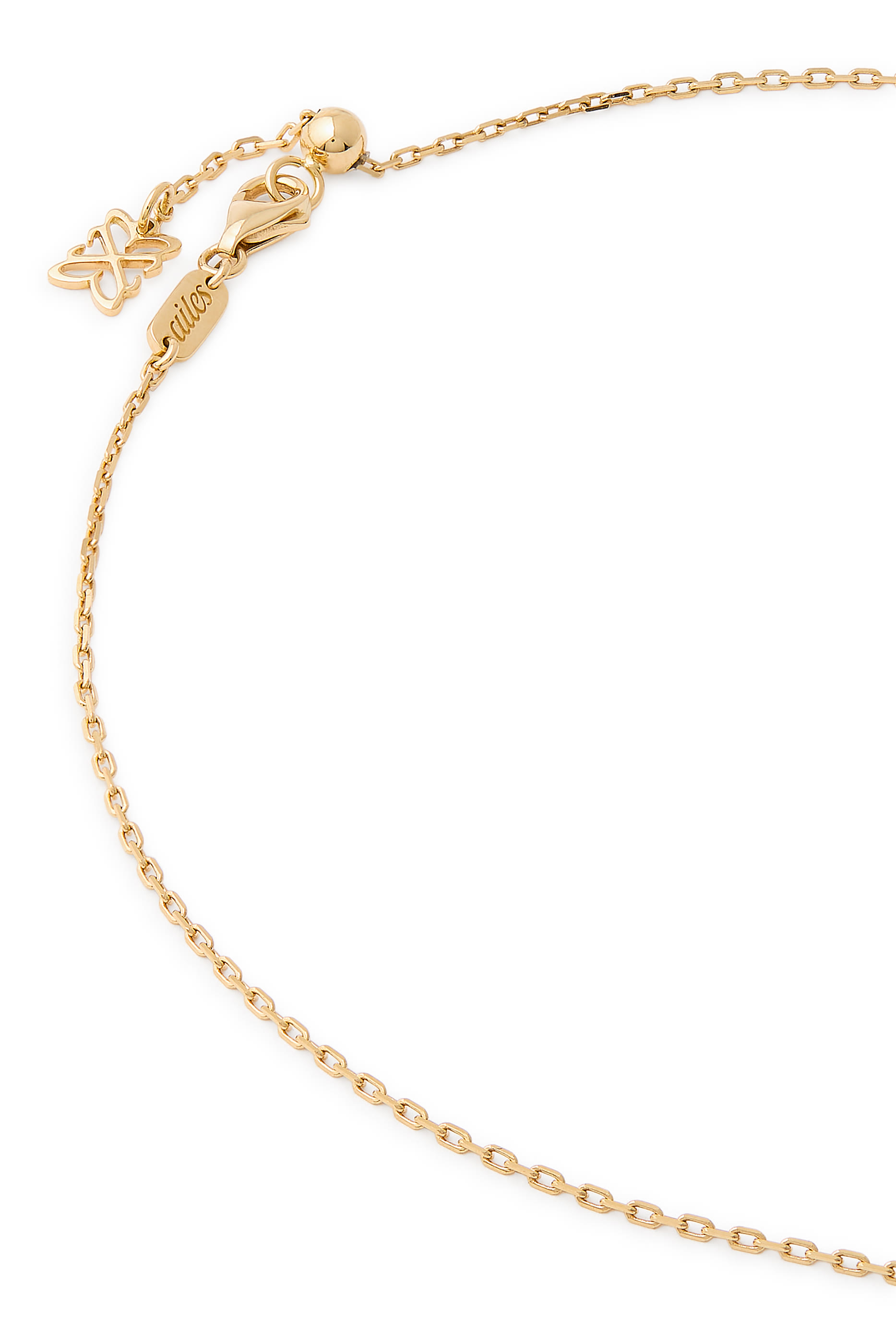  Letter F Silhouette Necklace,  18k Yellow Gold with Diamonds & Enamel
