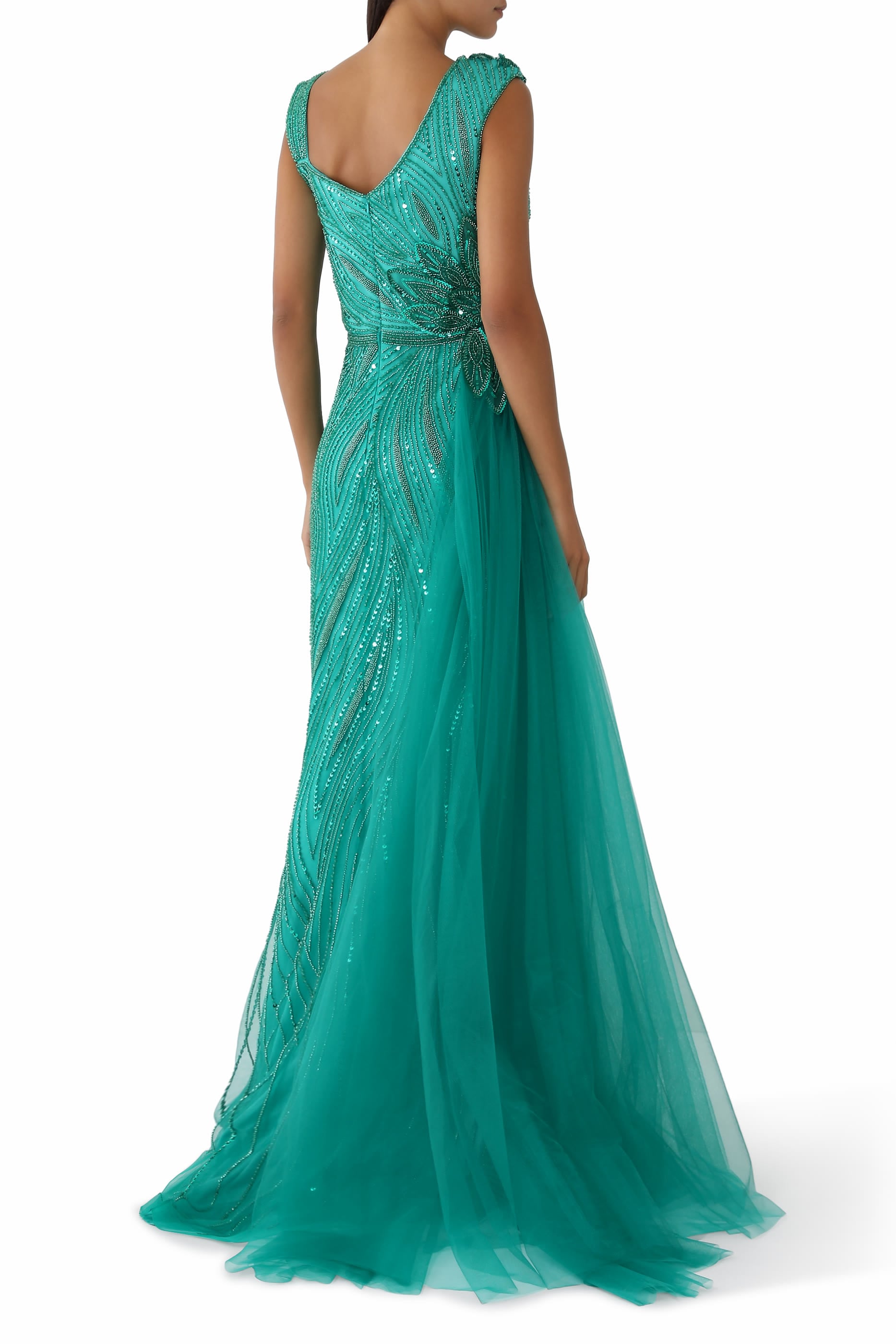 Sequin Embellished Sleeveless Gown