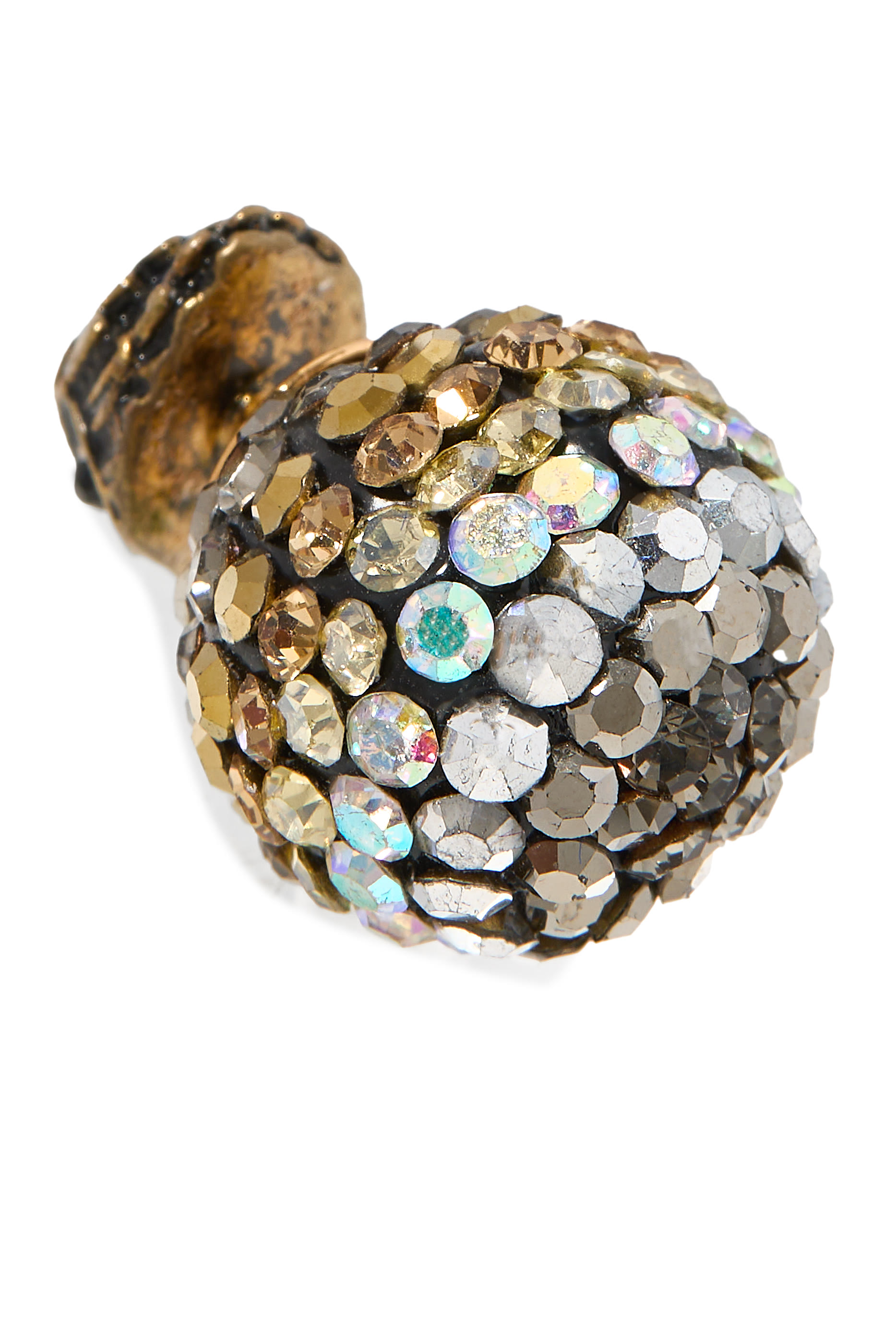 Pave Bubble Stud Earrings, Brass & Crystals