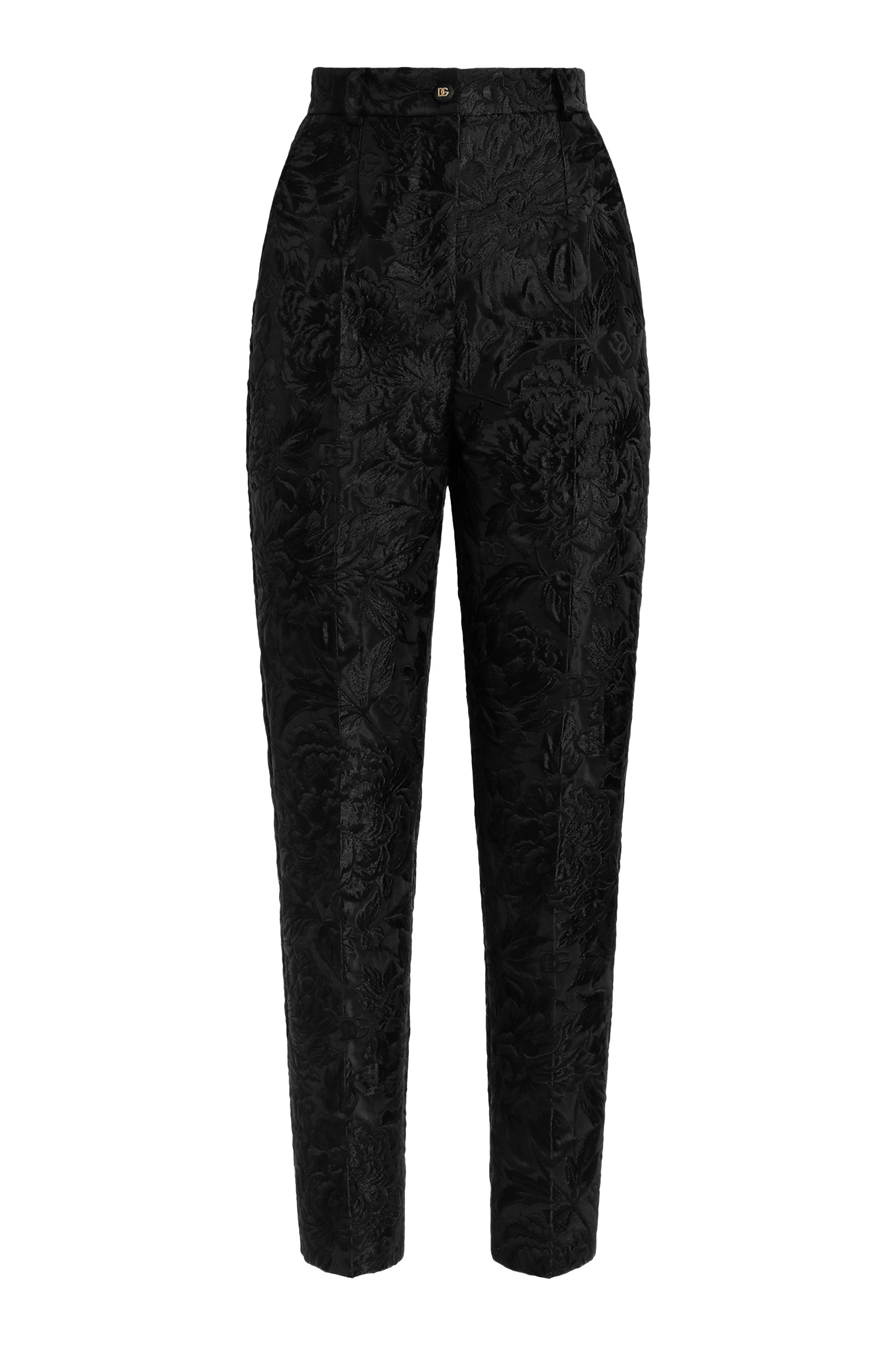 Tailored Quilted Floral Jacquard Pants