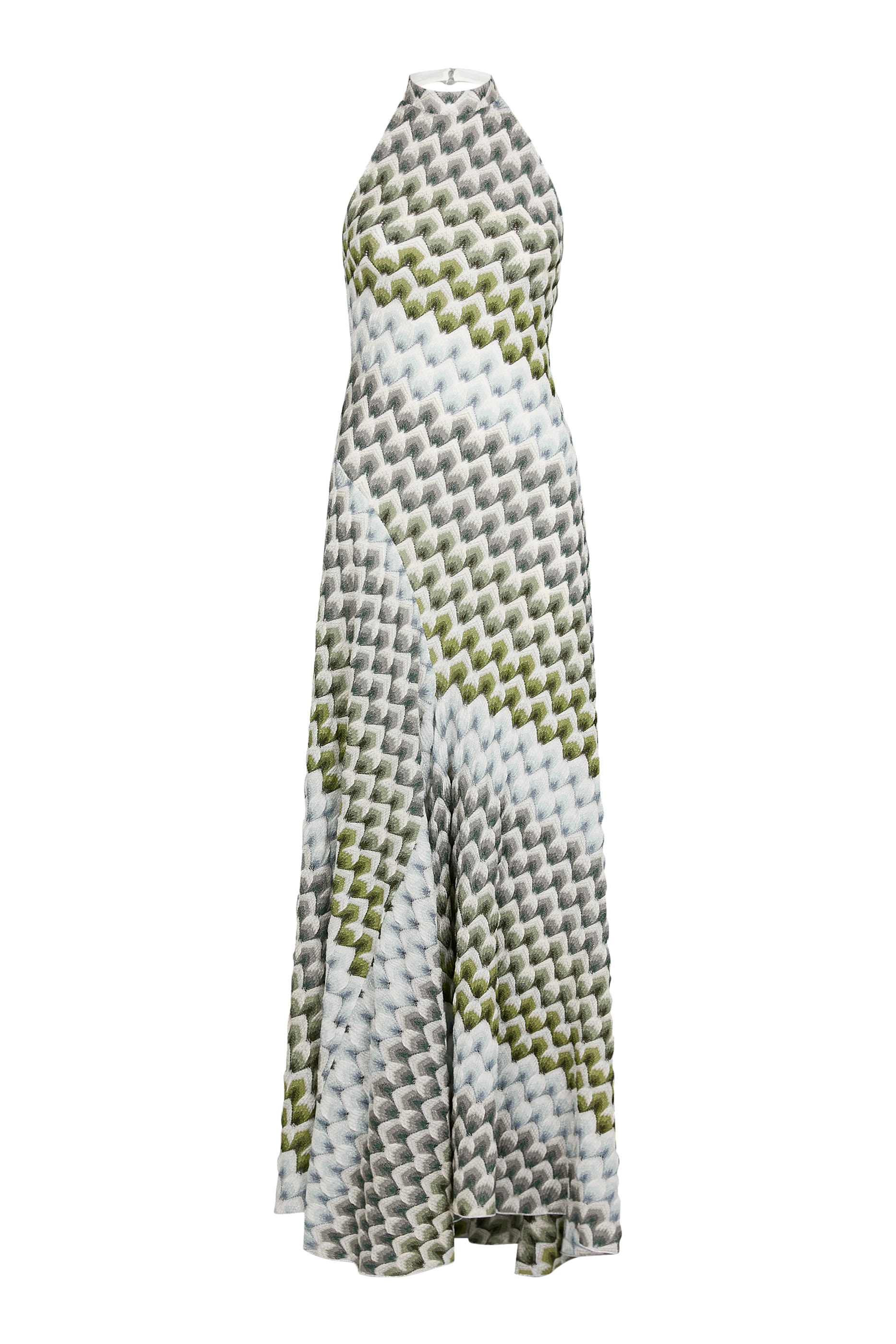 Laced Raschel Halter Neck Maxi Dress
