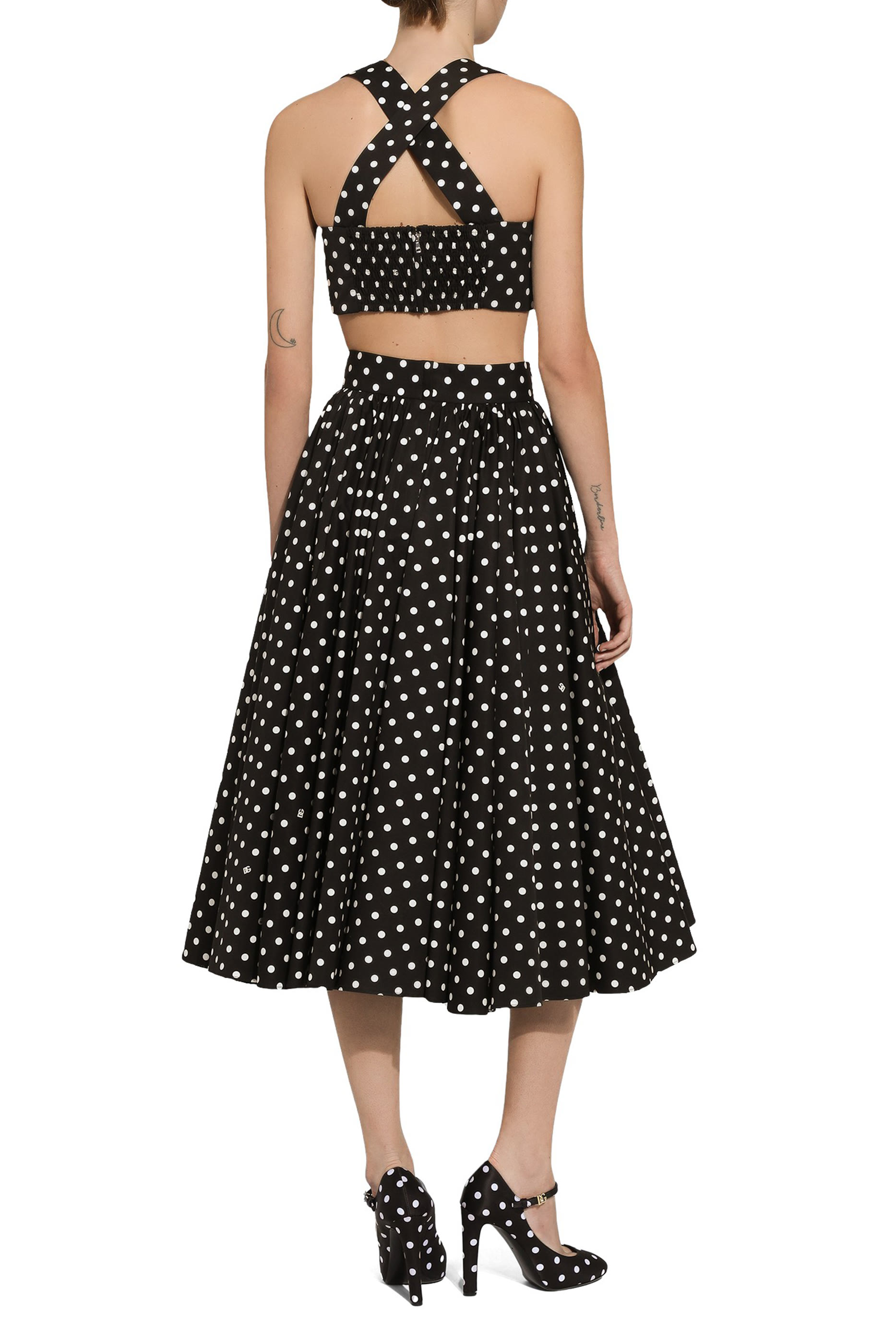 Polka-Dot Print Cotton Corset Top