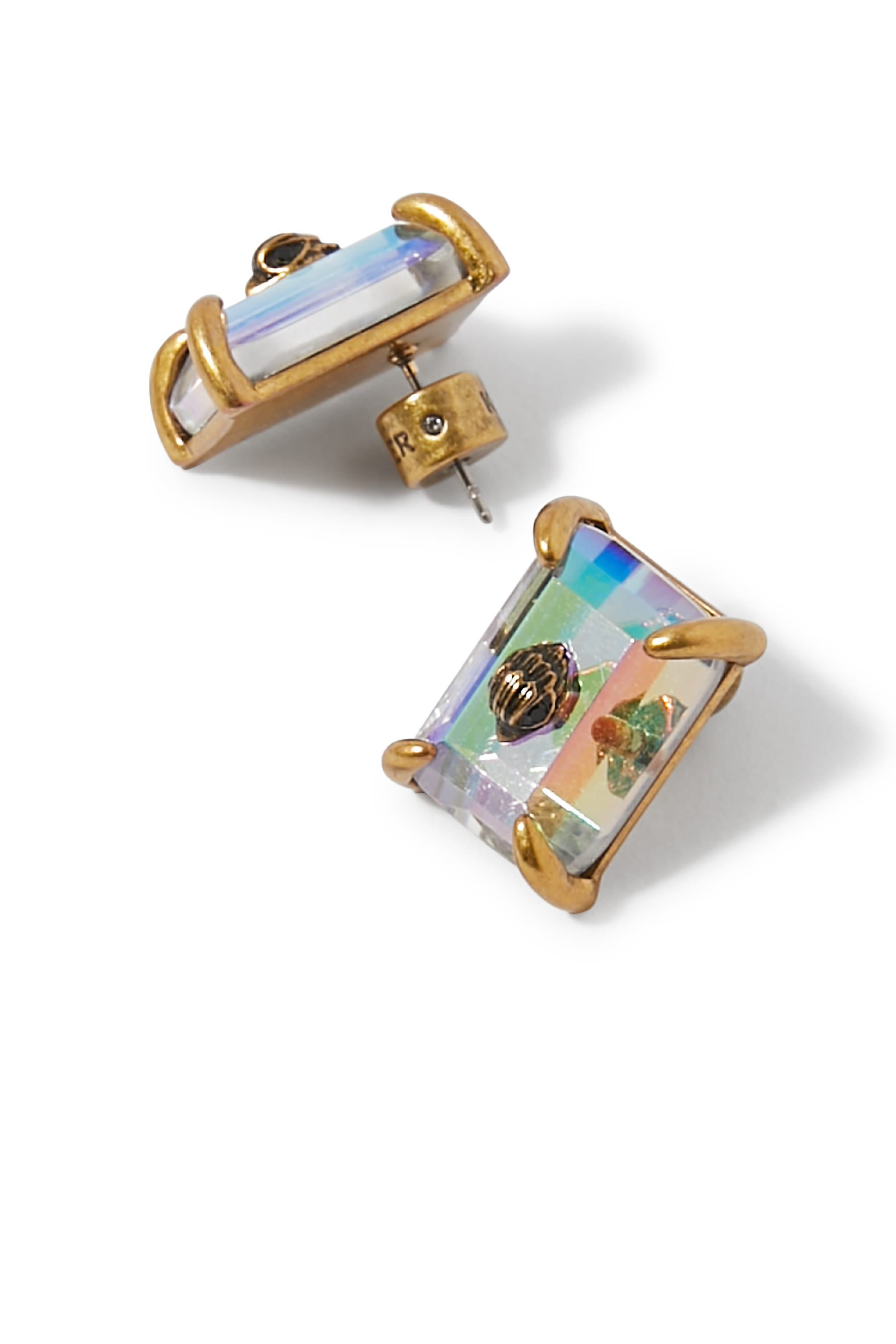 Large Crystal Stud Earrings, Metal & Crystals