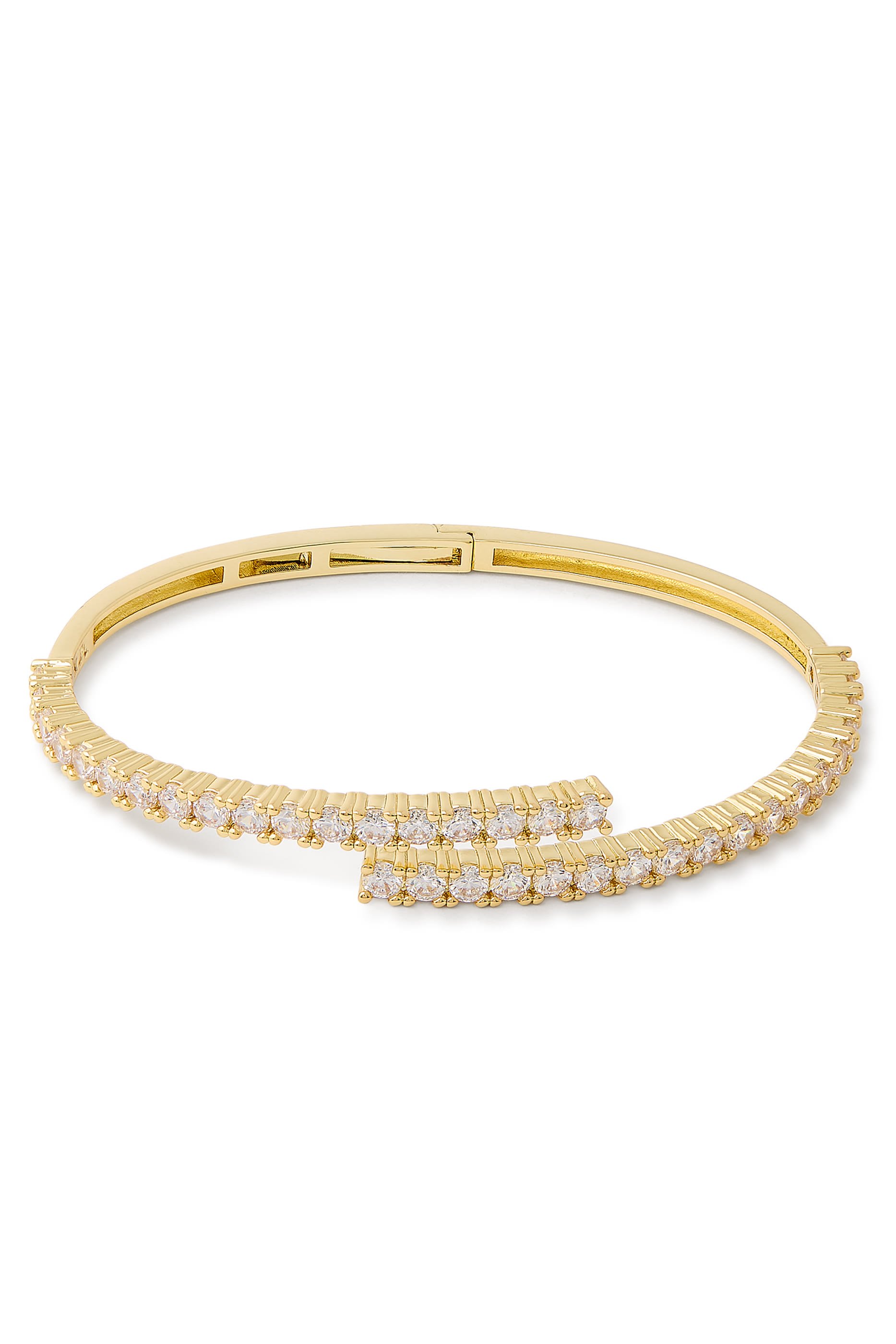  Open Cuff, Gold-Plated Brass & Cubic Zirconia