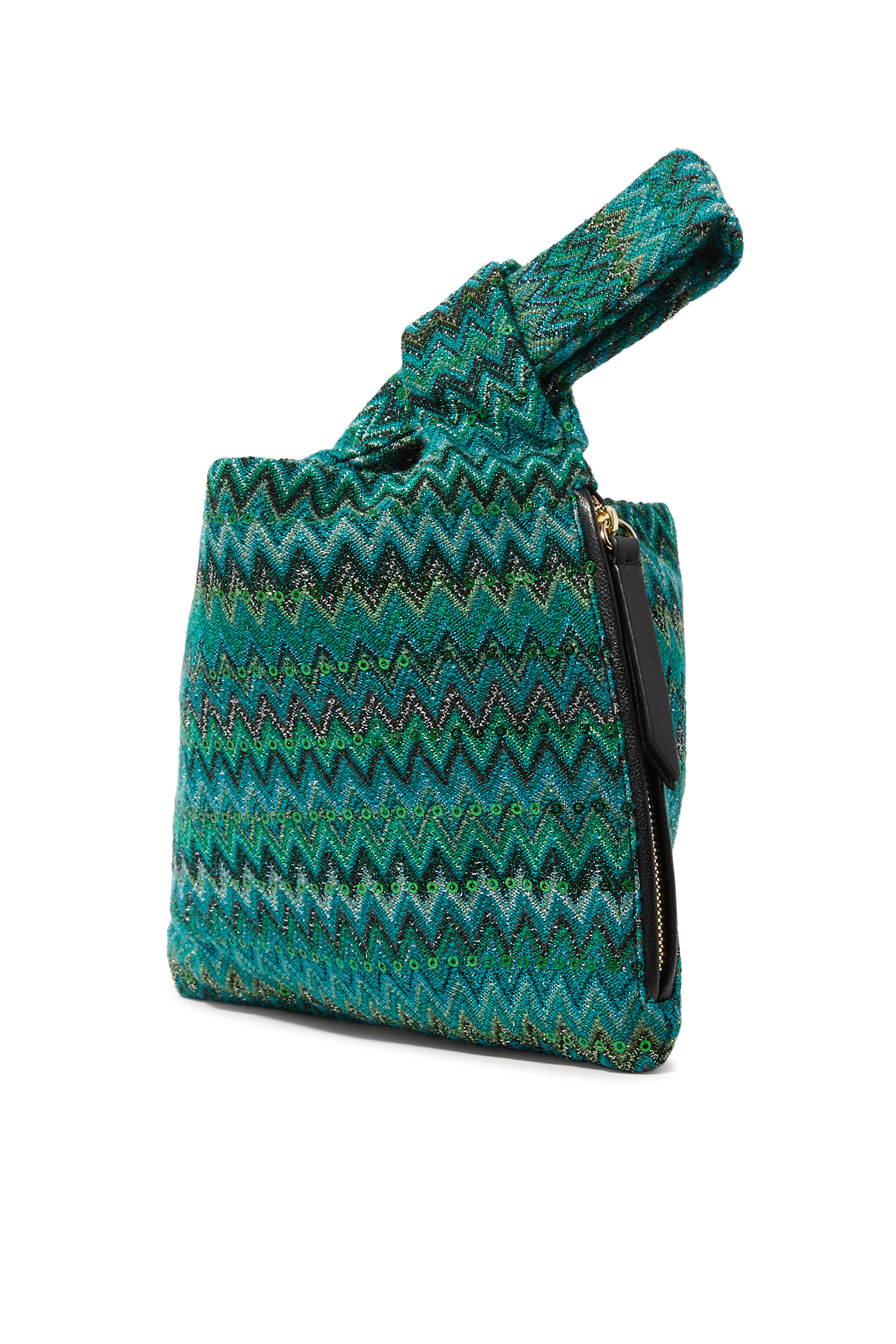 Exclusive Chevron Raschel Sequinned Knot Bag