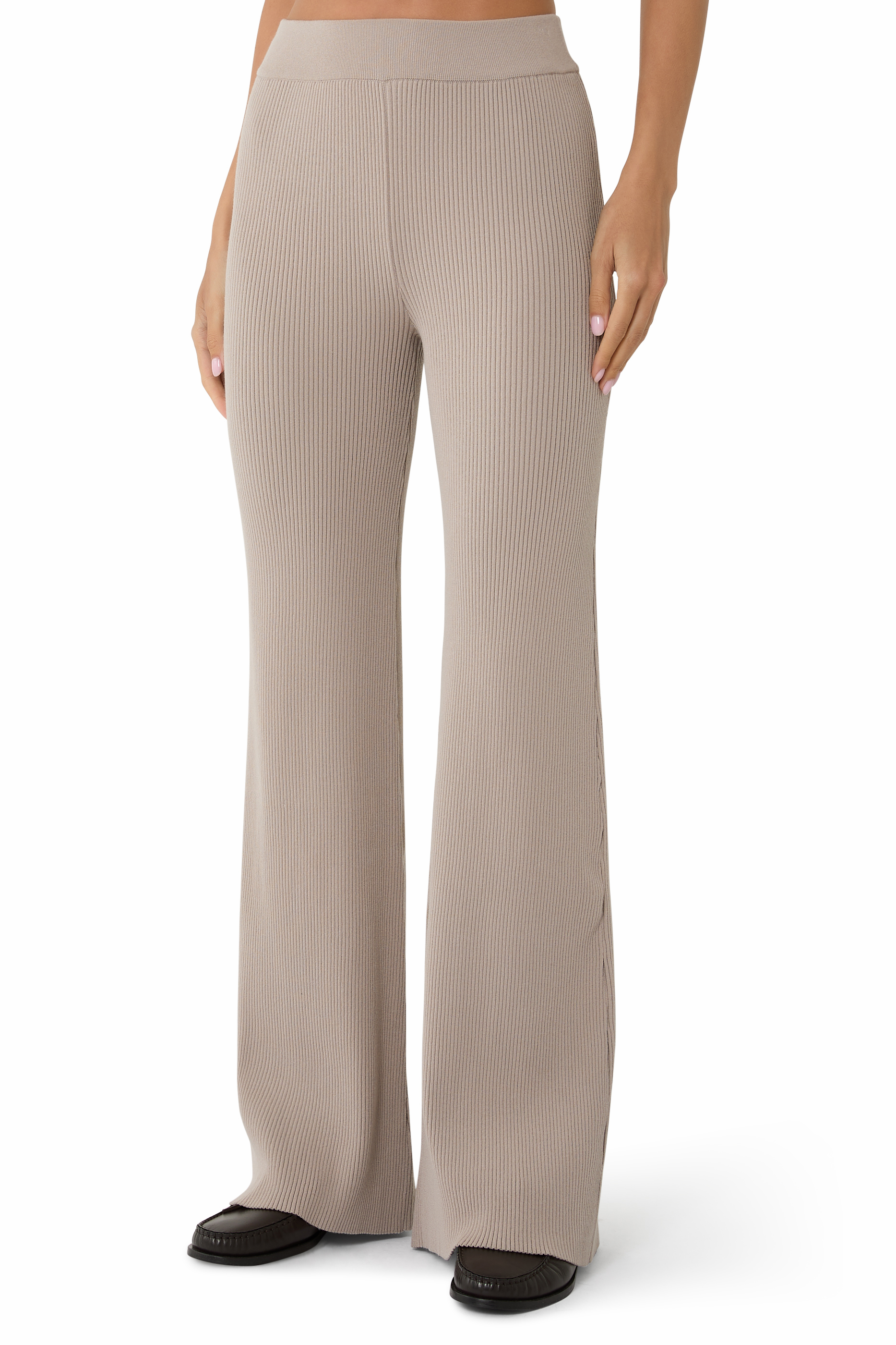 Ribbed Knit Straight Trousers