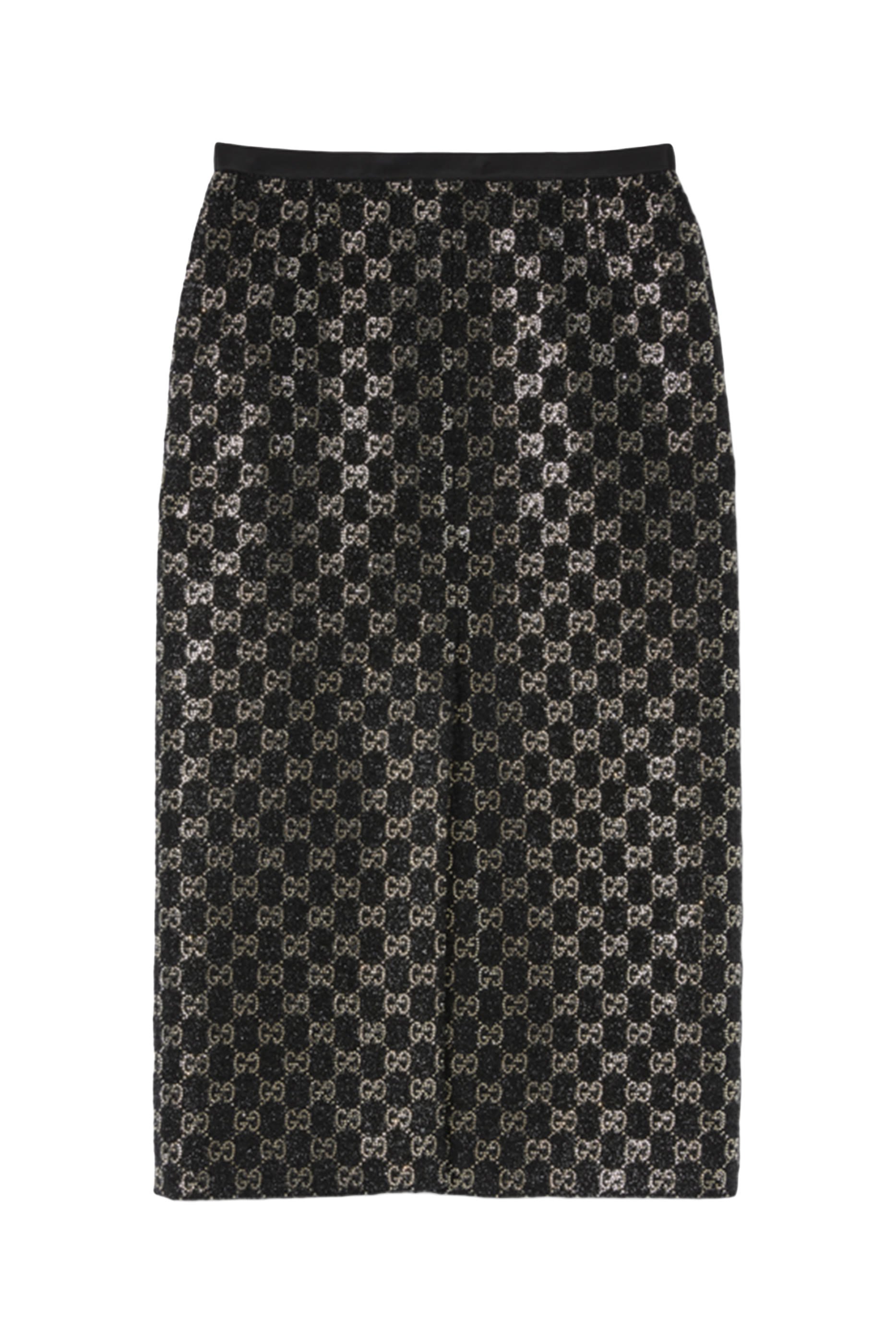 Embroidered Wool Tweed Lam&eacute; Skirt 