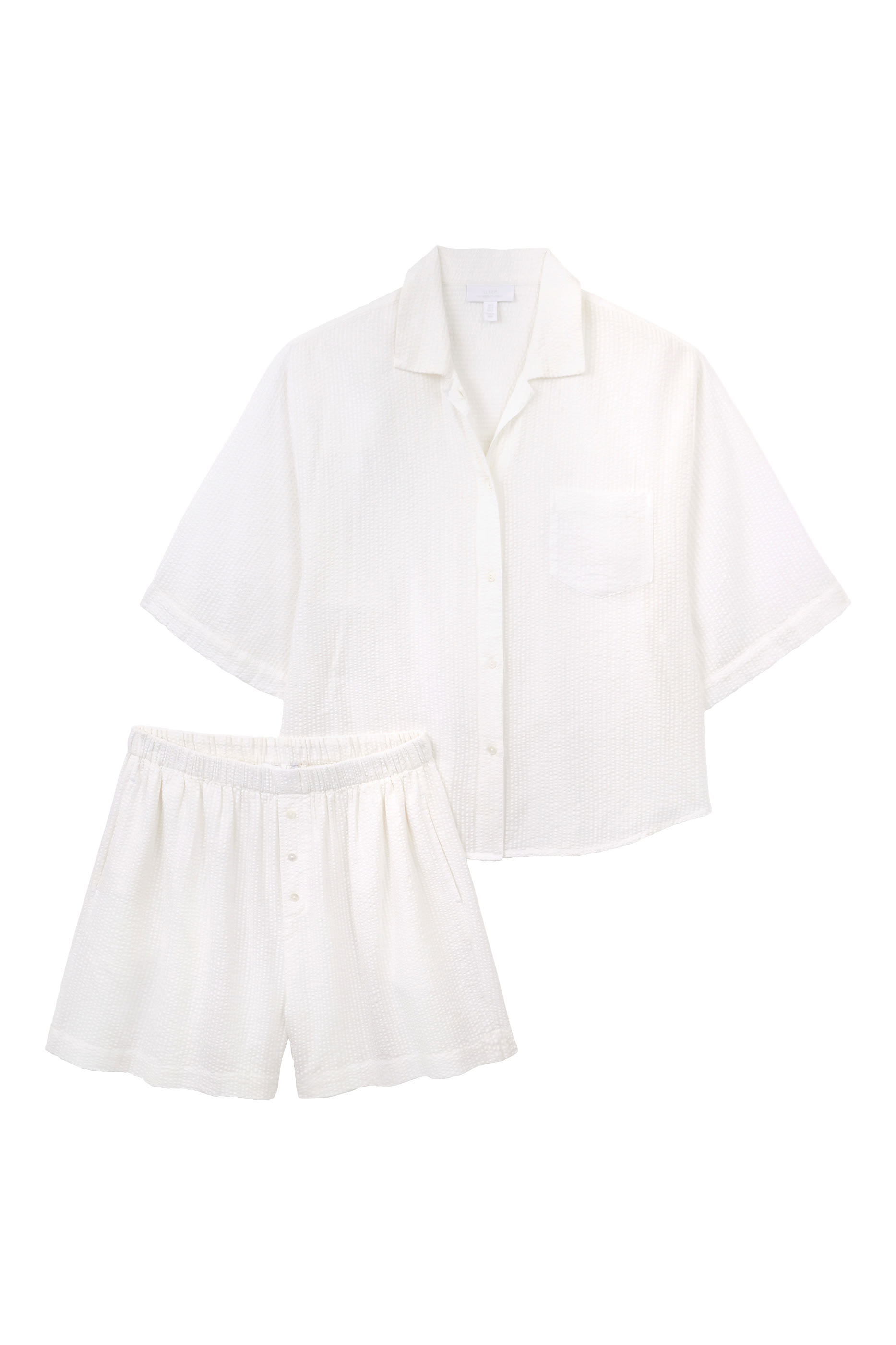 Oversized Shortie Pajama Set Organic Cotton Seersucker