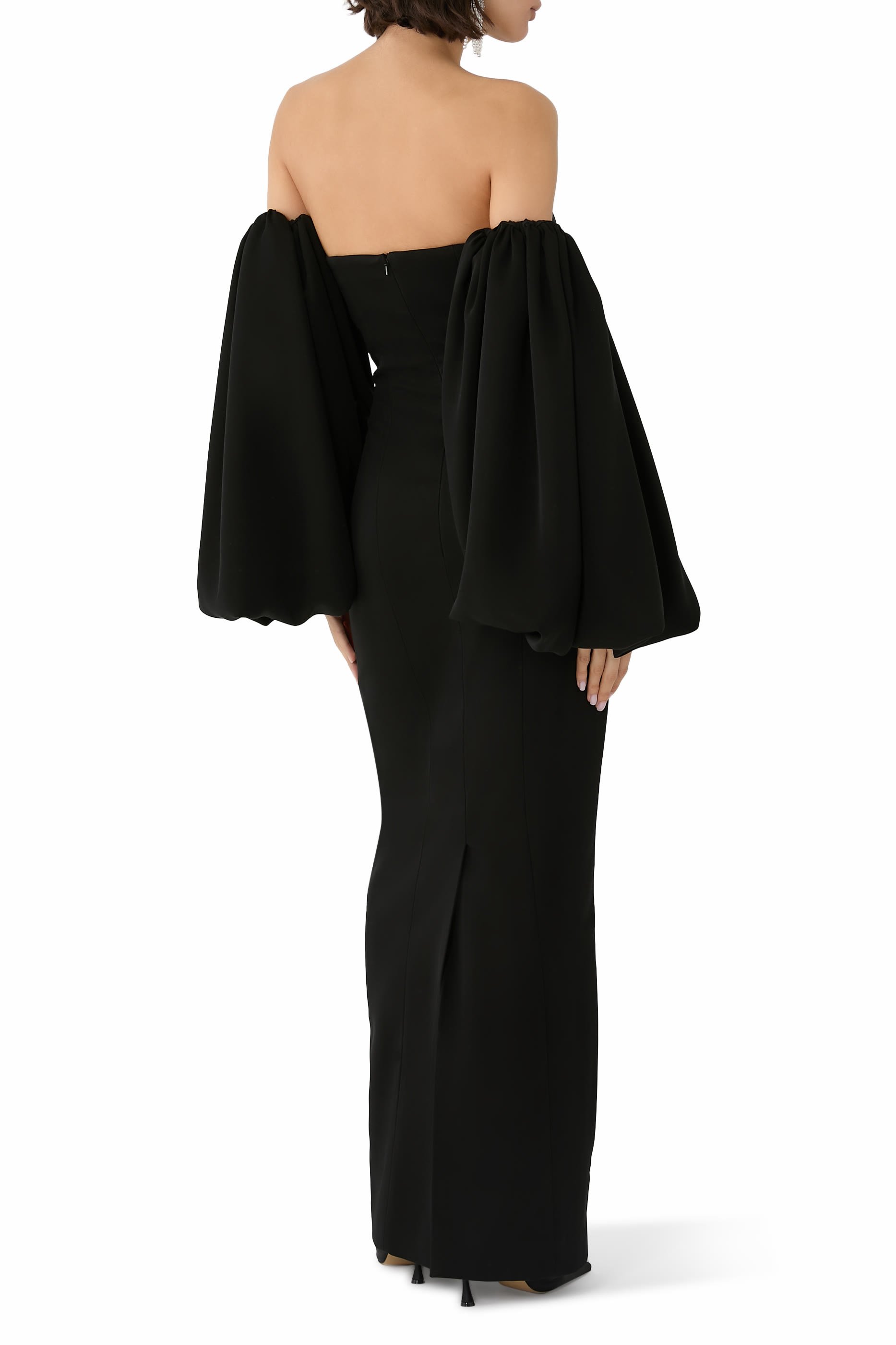 Off-Shoulder Balloon Sleeve Gown