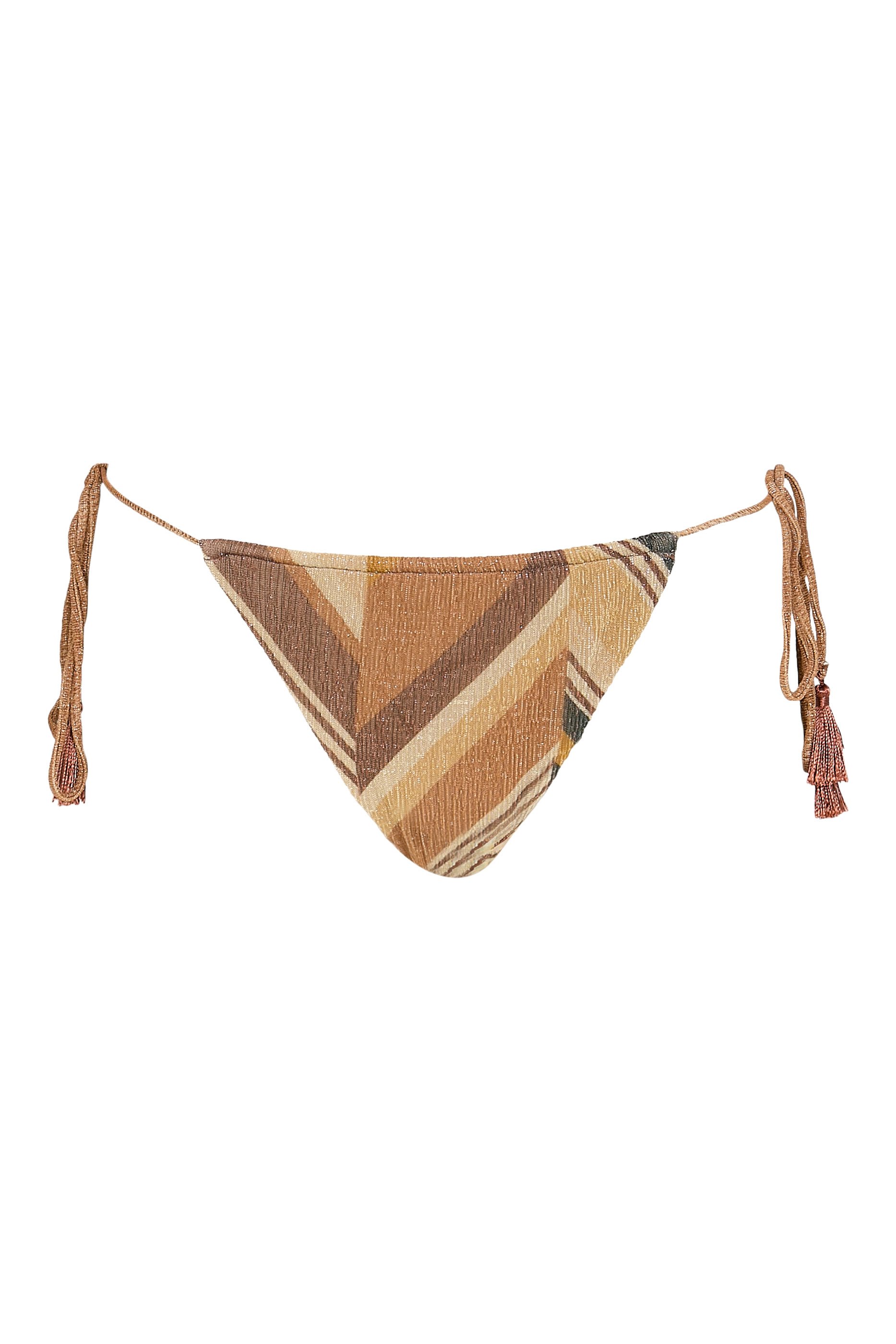 Tie Side Lurex Chevron Bikini Bottom