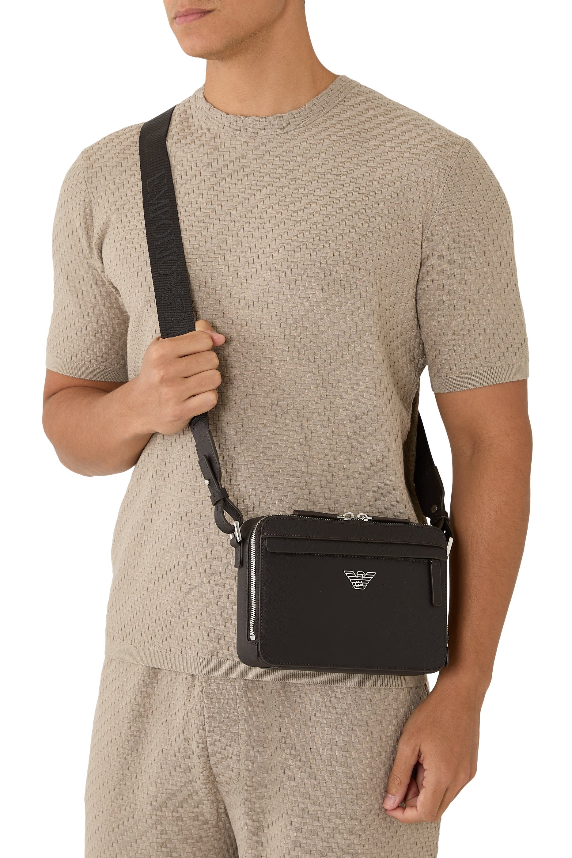 ASV Regenerated Saffiano Leather Mini Camera Bag with Eagle Plate