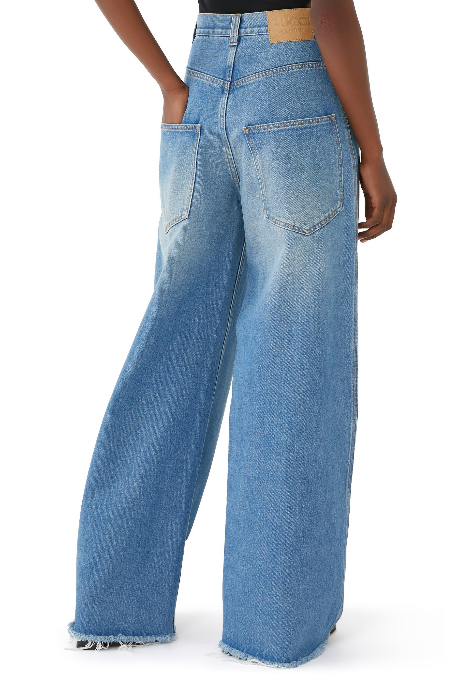 Horsebit Wide-Leg Flared Jeans