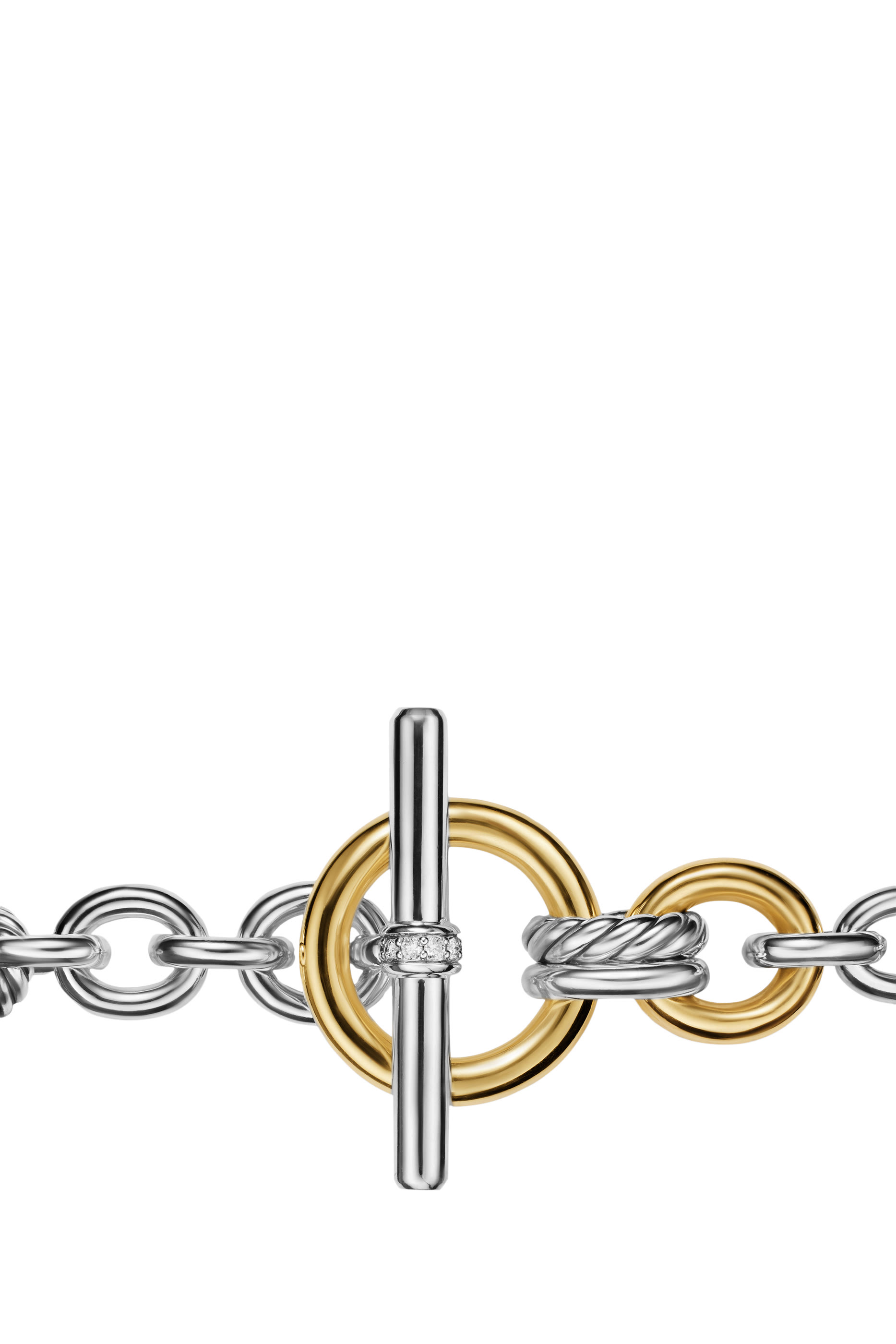 DY Mercer® Toggle Chain Necklace, Sterling Silver with 18k Yellow Gold & Diamonds