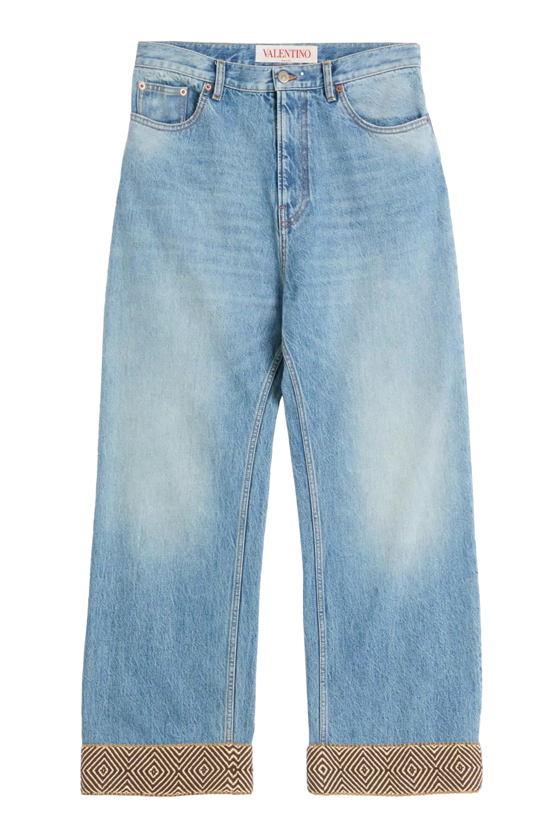 Jacquard Hem Denim Jeans