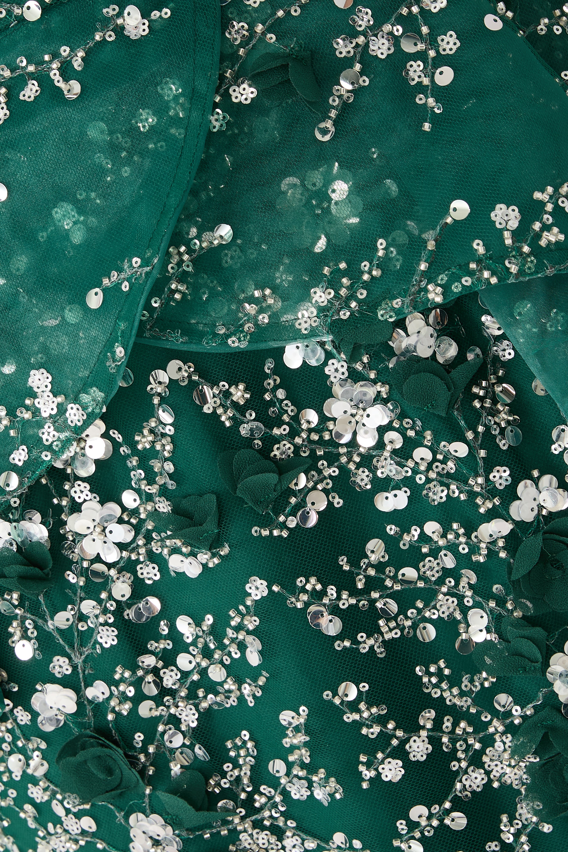 Flower-Embellished Strapless Gown