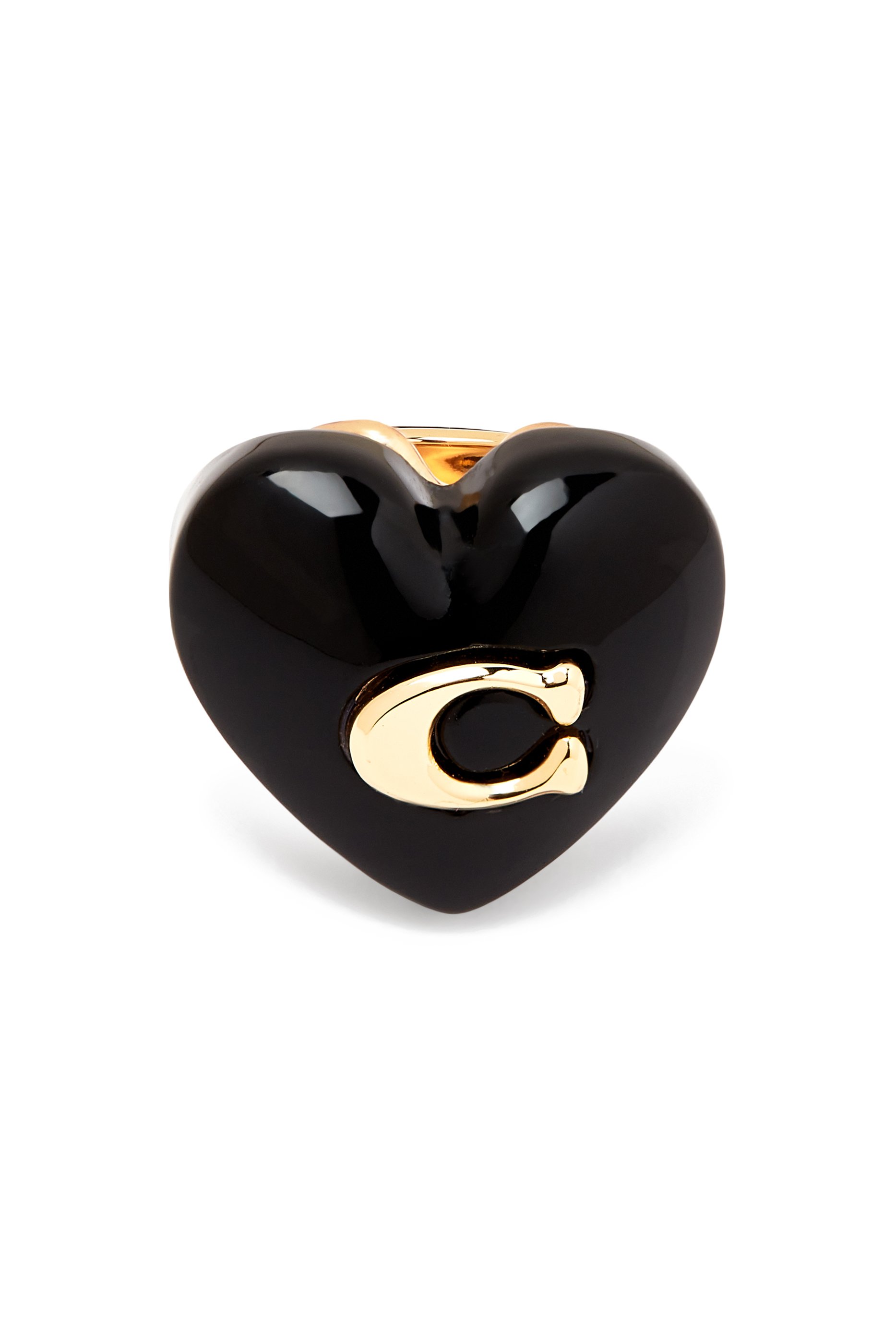 Vintage Charms Signature C Heart Cocktail Ring, Brass & Resin