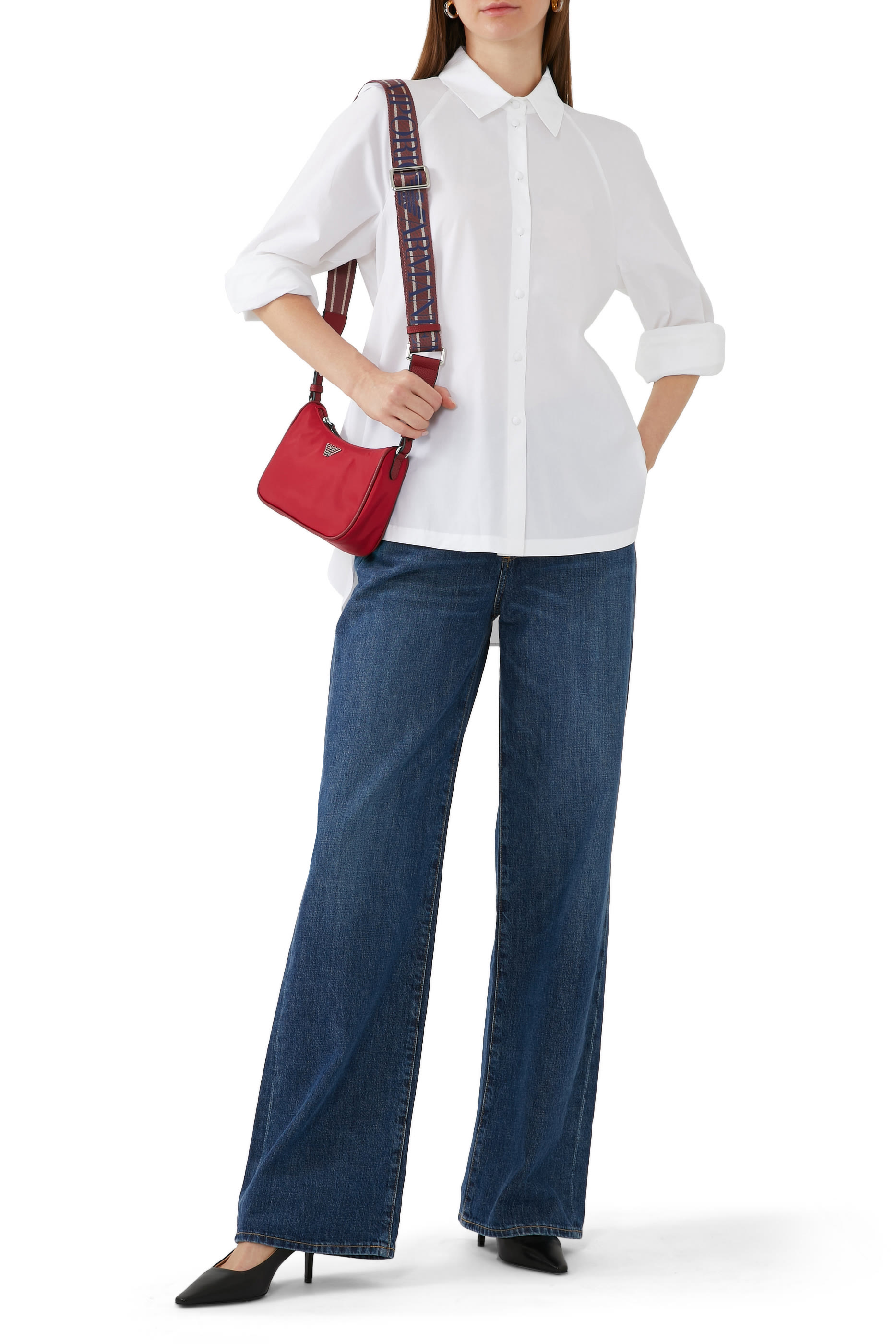 Ruffled Long Back Popeline Long Sleeves Shirt