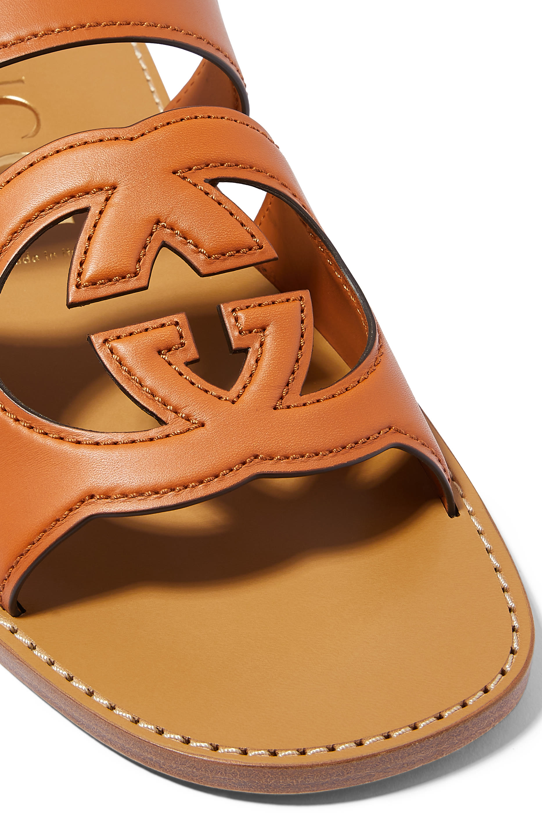 Interlocking G Cut-Out Leather Sandals
