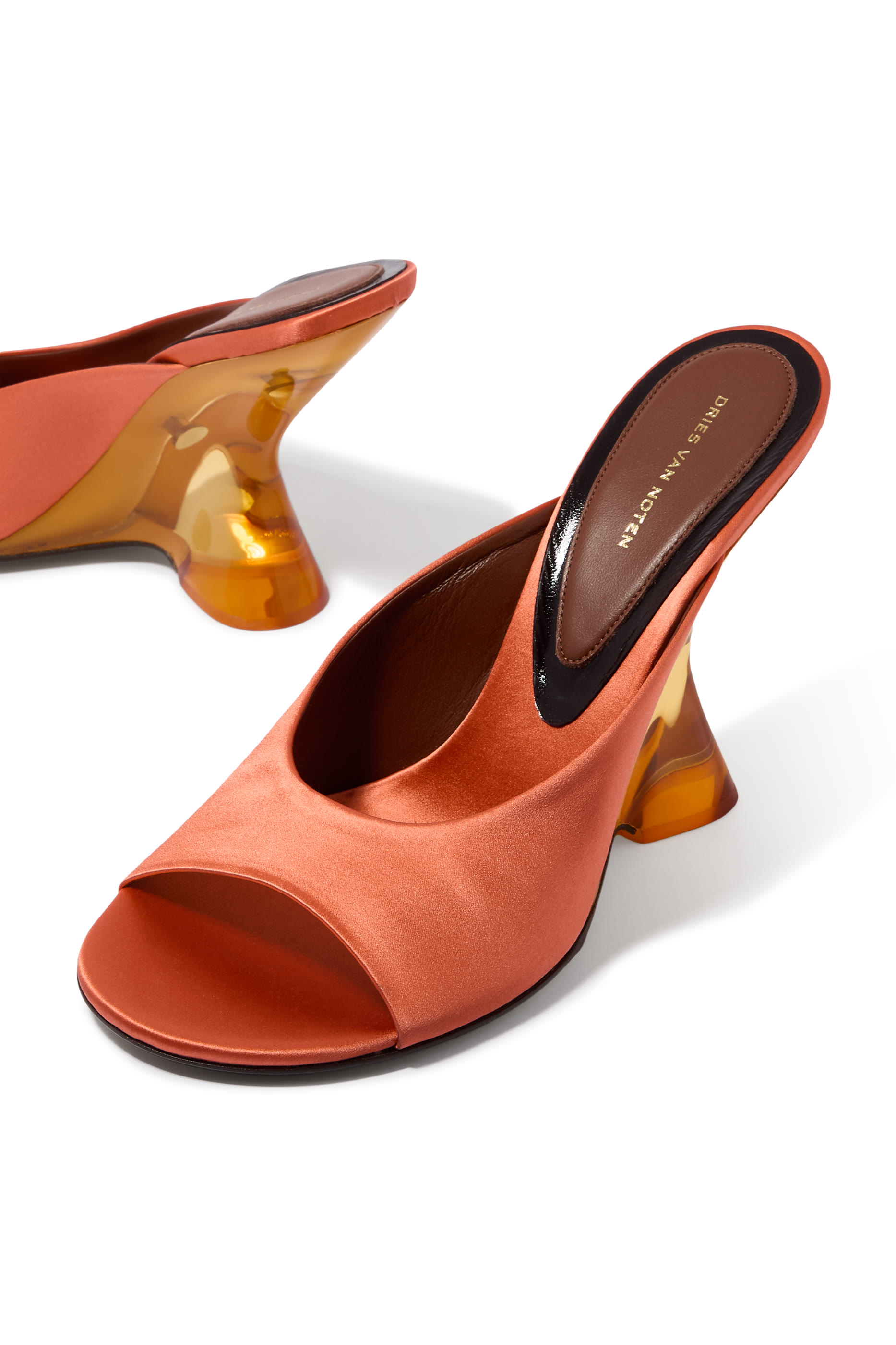 Open-Toe Satin 105 Mules