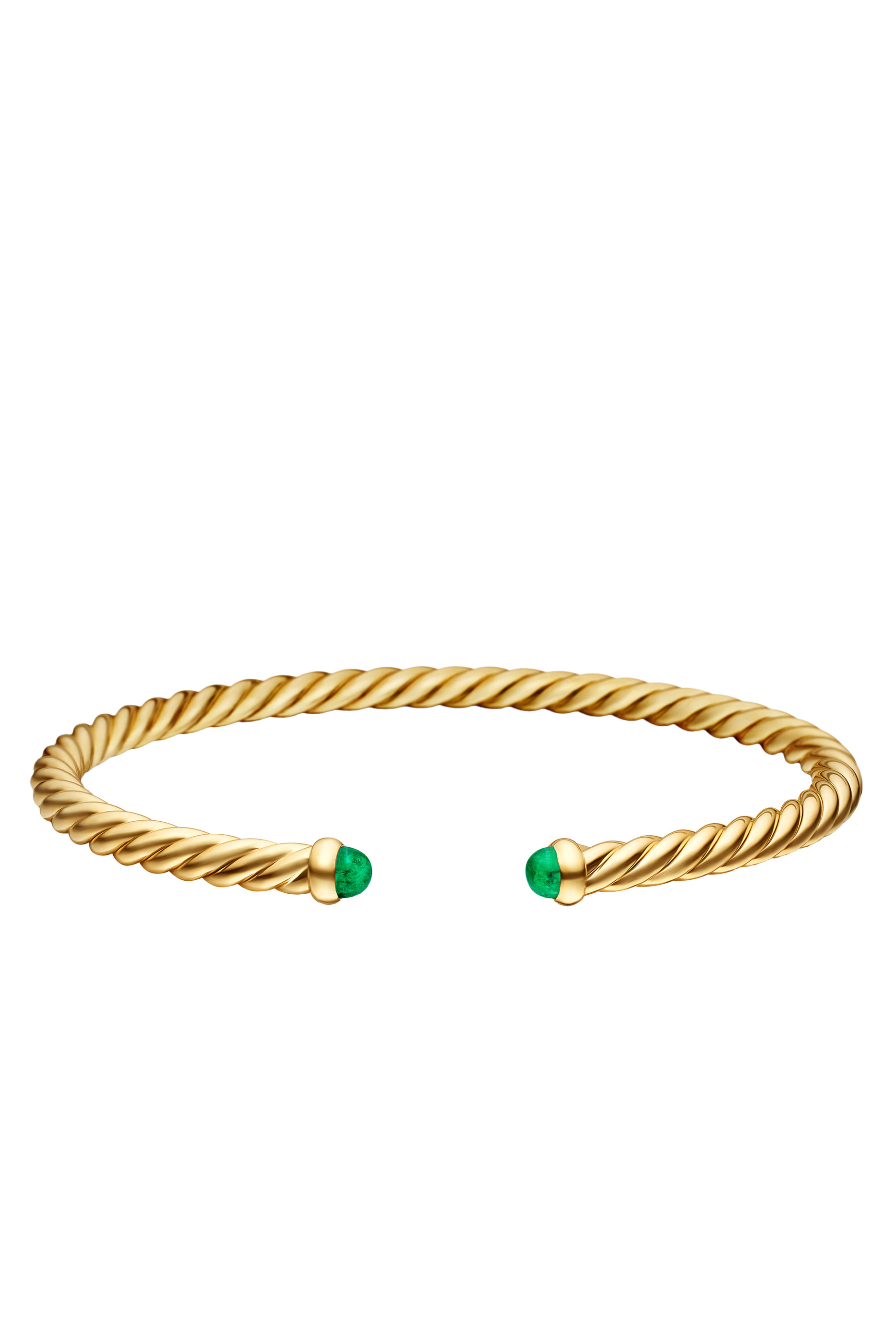 18K Yellow Gold & Emeralds Cable Flex Bracelet