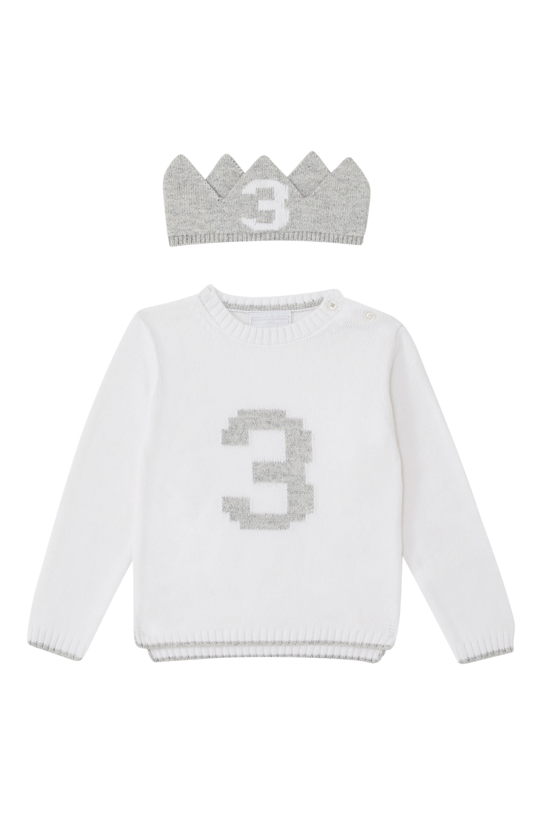 Kids Organic Cotton Blend My 3rd Birthday Jumper & Crown Gift Set 