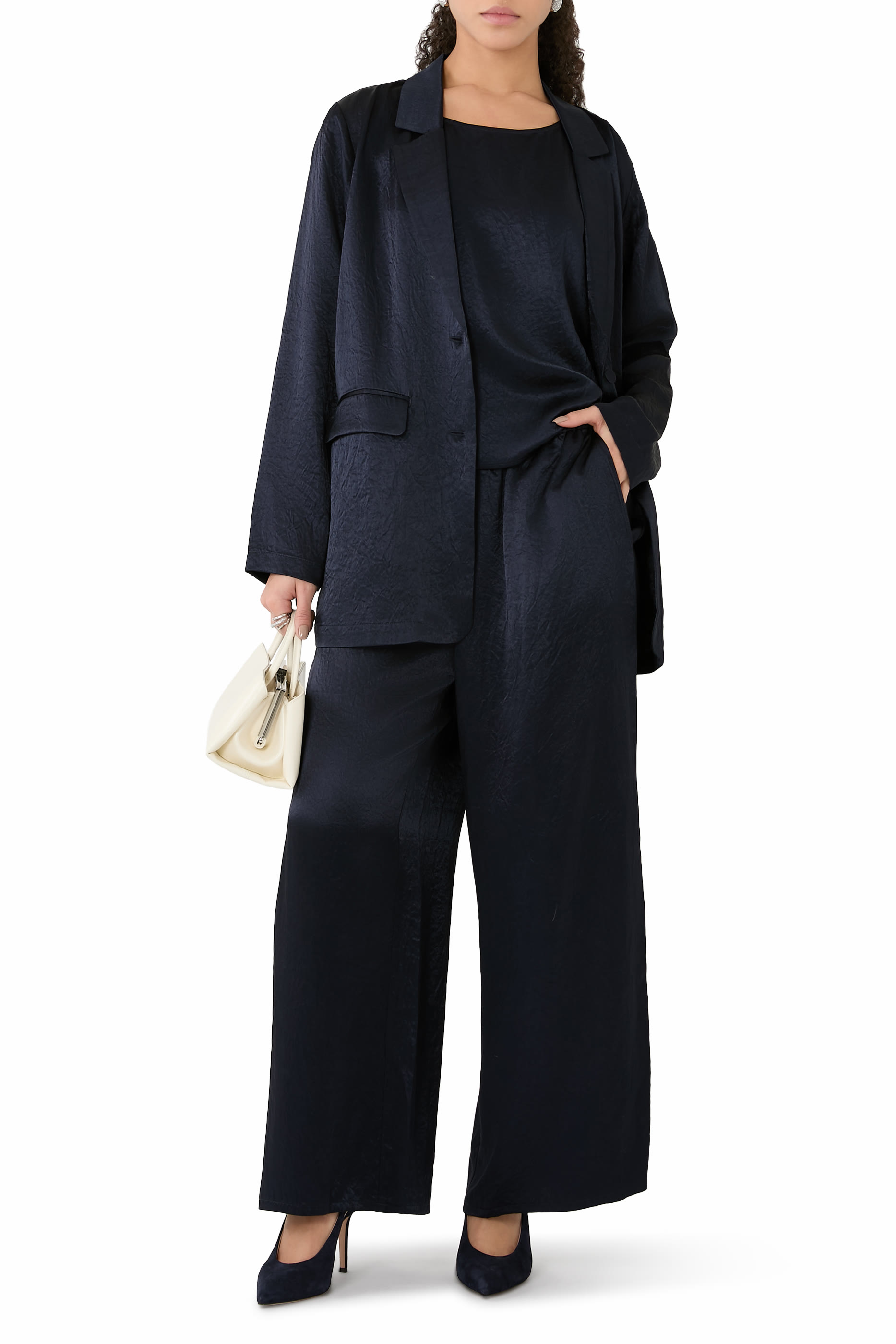 Textured Satin Ballet Neck Tank