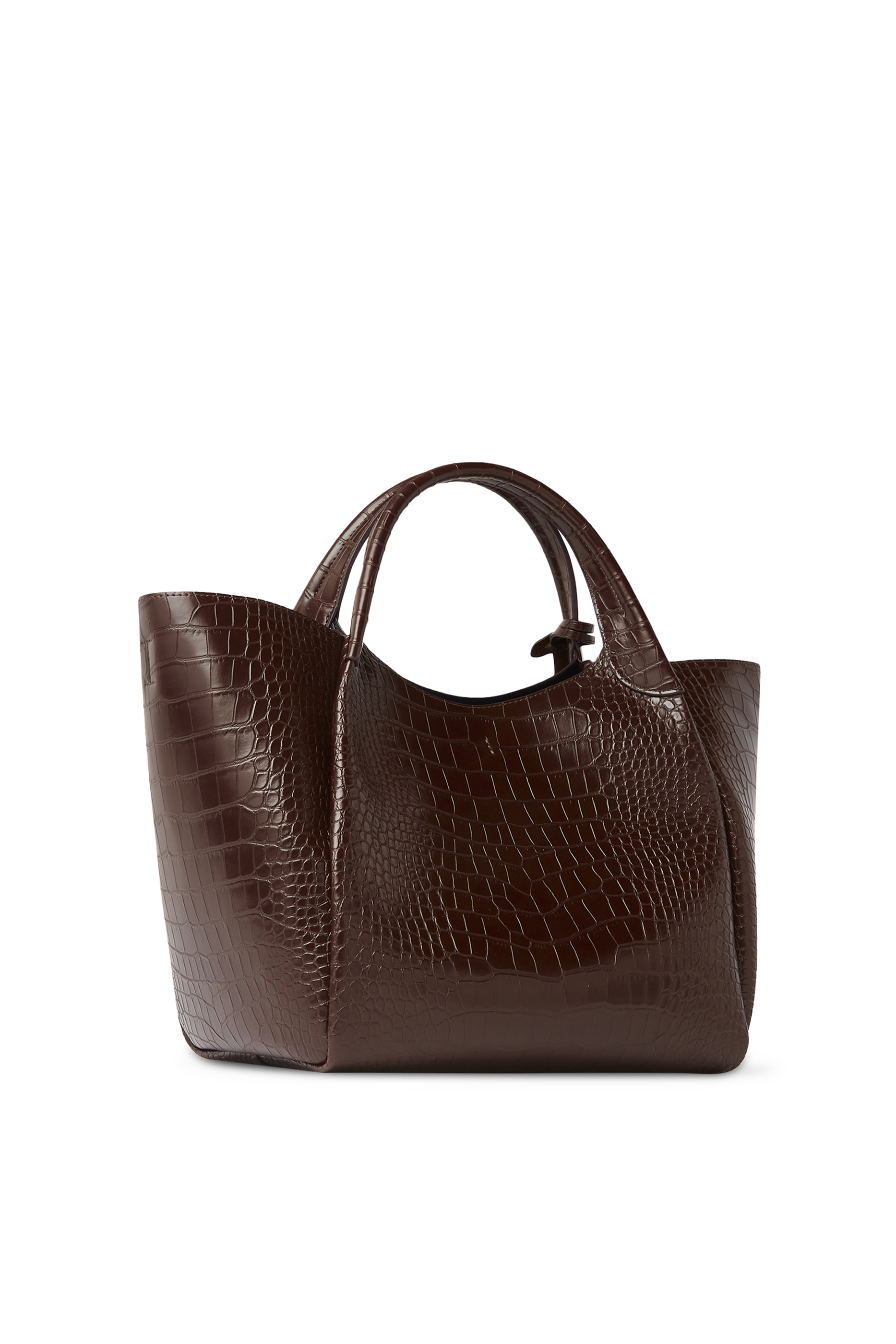 Shopper Bag With Mock-Croc Finish and Logo Charm