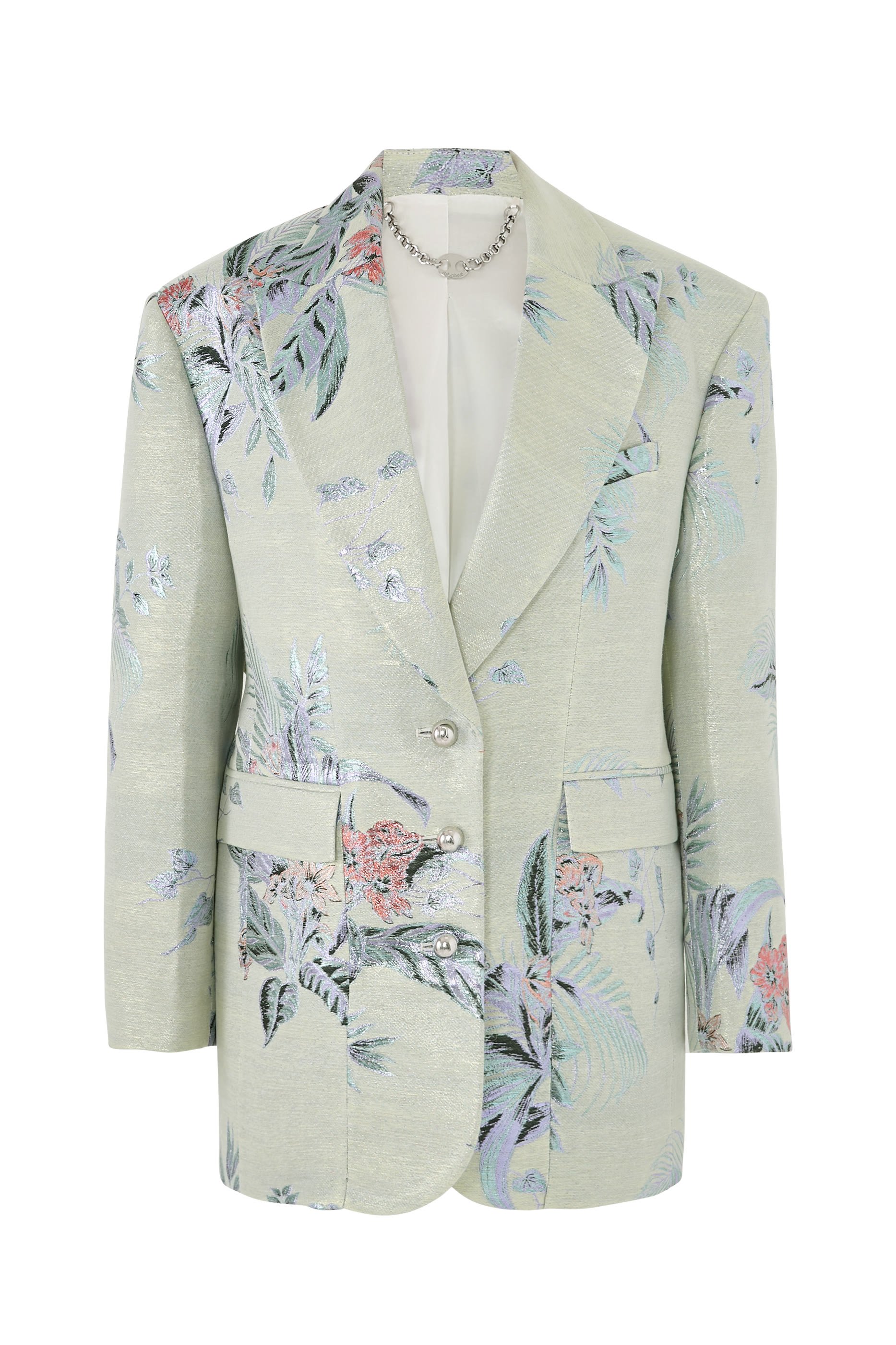 Metallic Floral Brocade Blazer