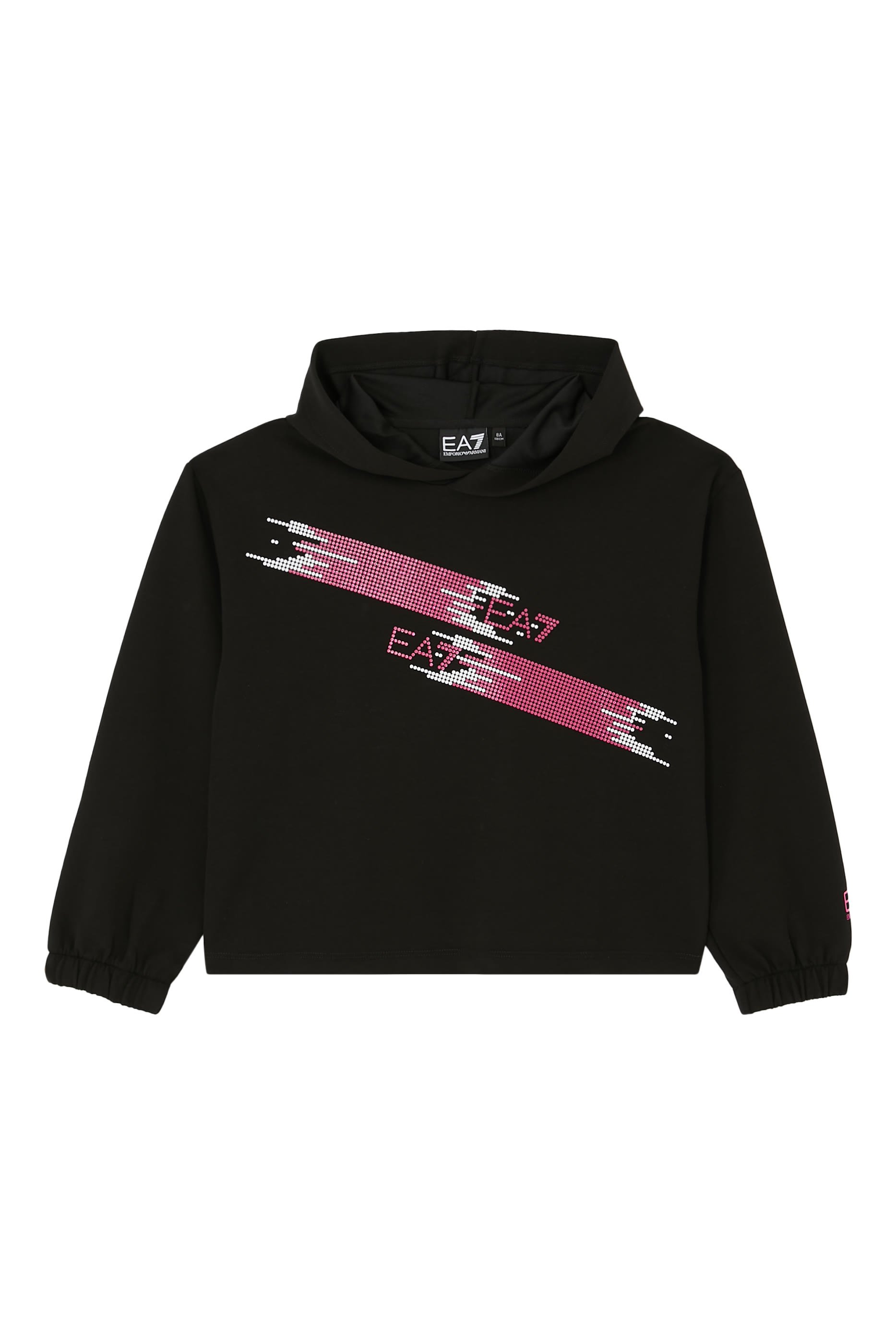 Kids EA7 Glitter Logo Hooded Sweatshirt