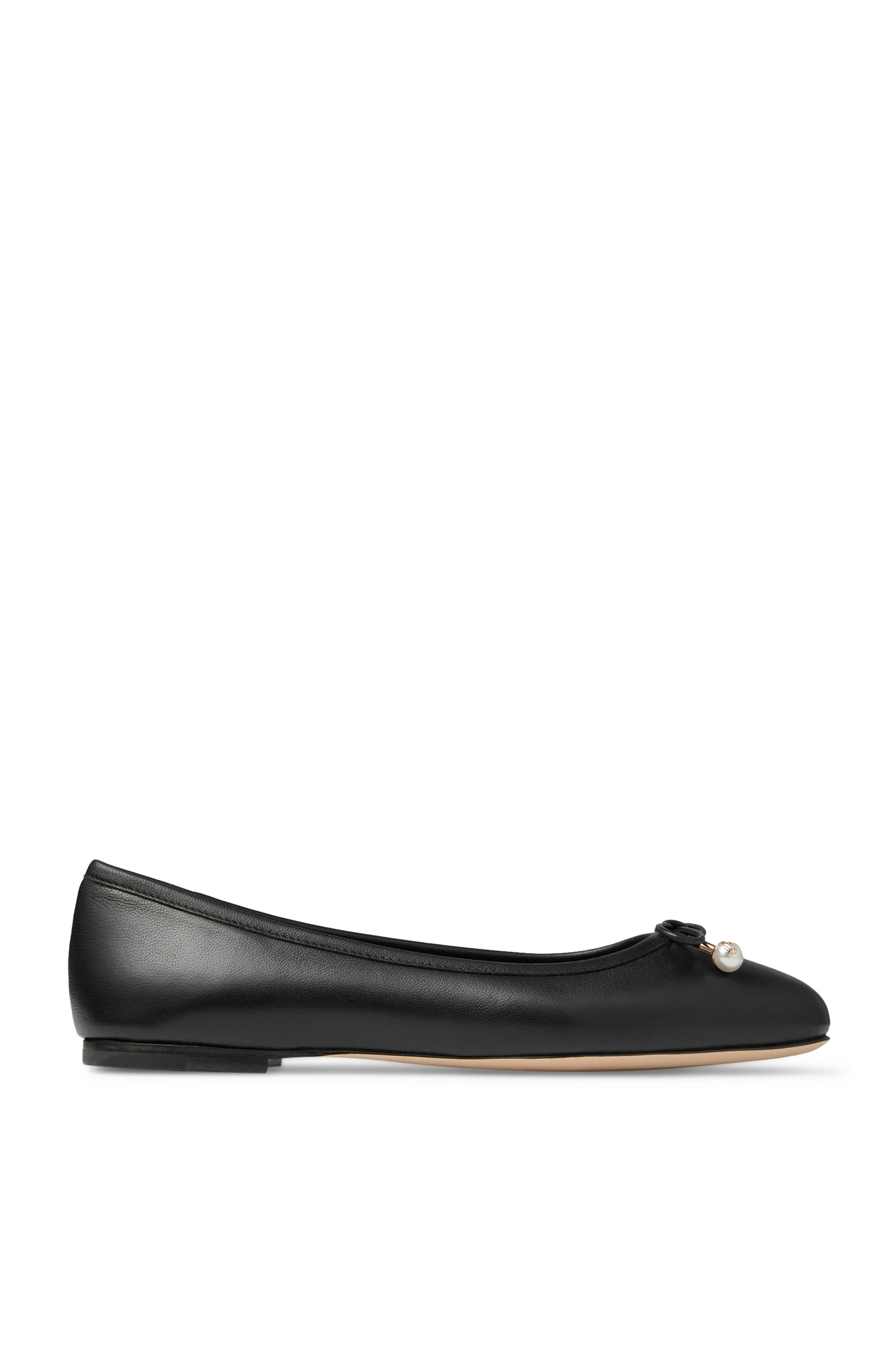 Elme Nappa Leather Flats with Pearl Embellishment
