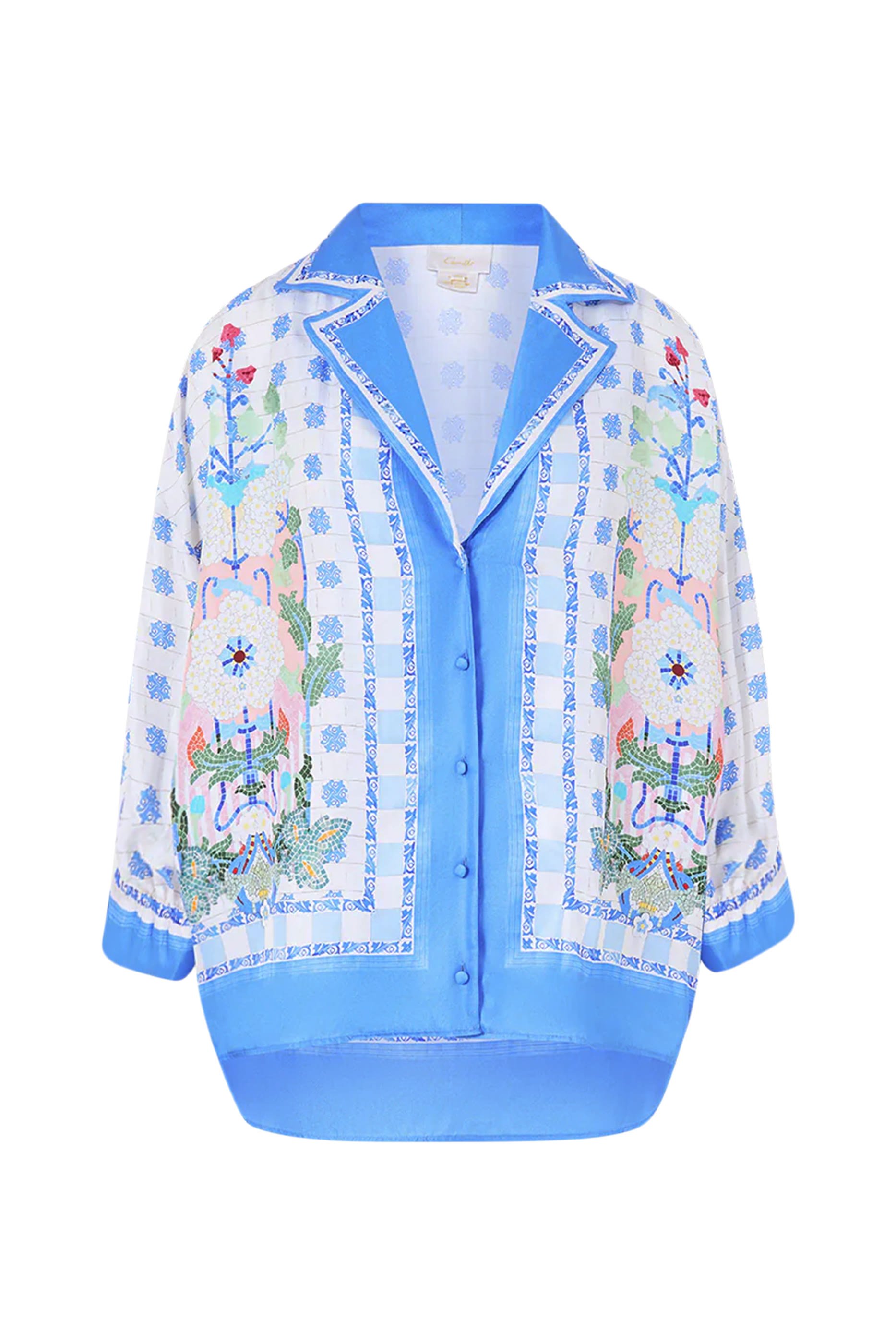 Printed Gathered Cuff Shirt