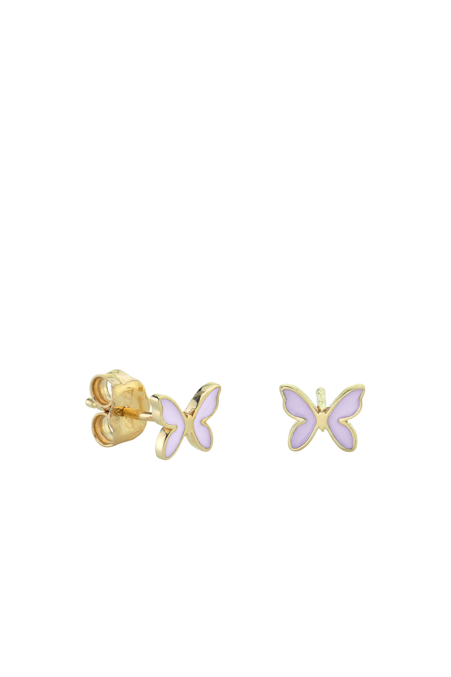 Kids Butterfly Studs, 14k Yellow Gold