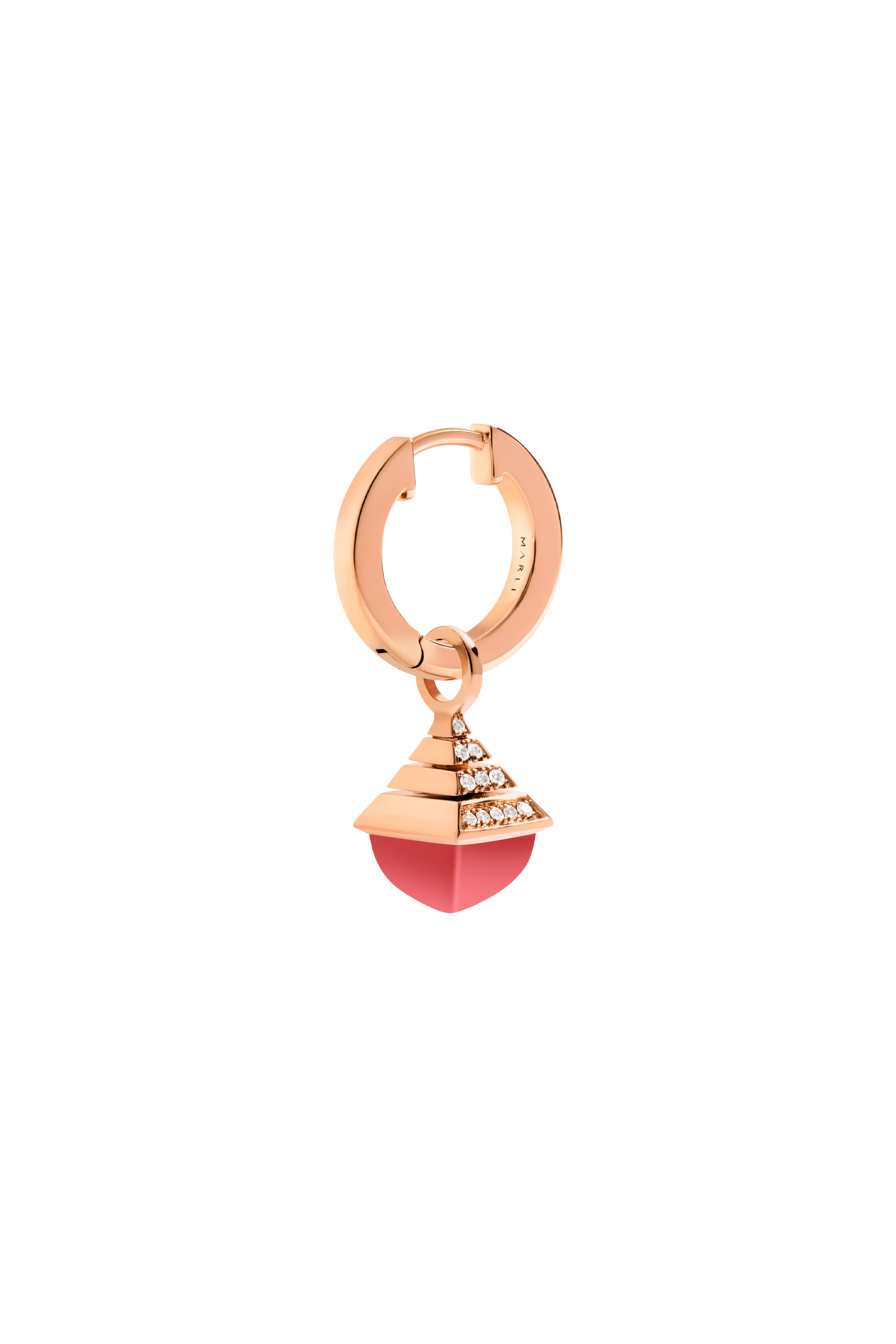 Cleo Rev Mini Drop Earrings, 18k Rose Gold with Diamonds & Pink Coral