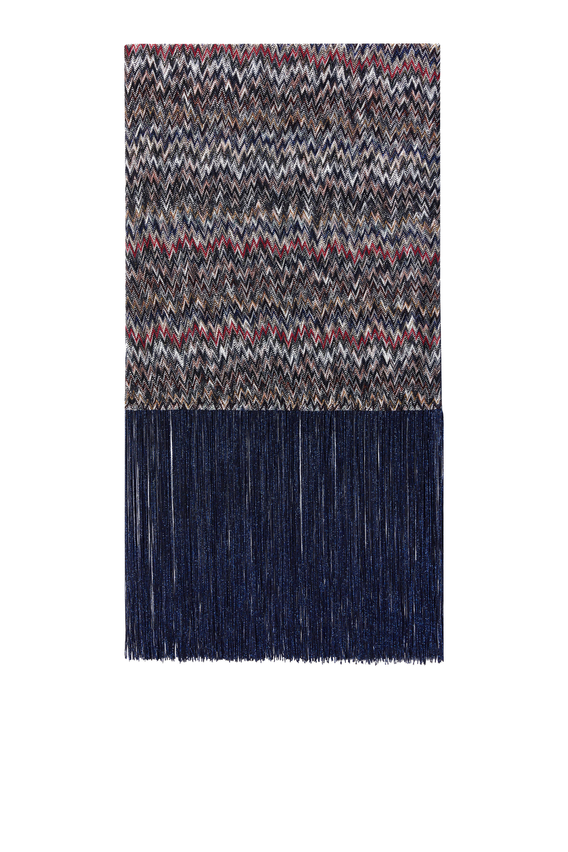 Lam&eacute; Viscose Chevron Scarf with Fringes