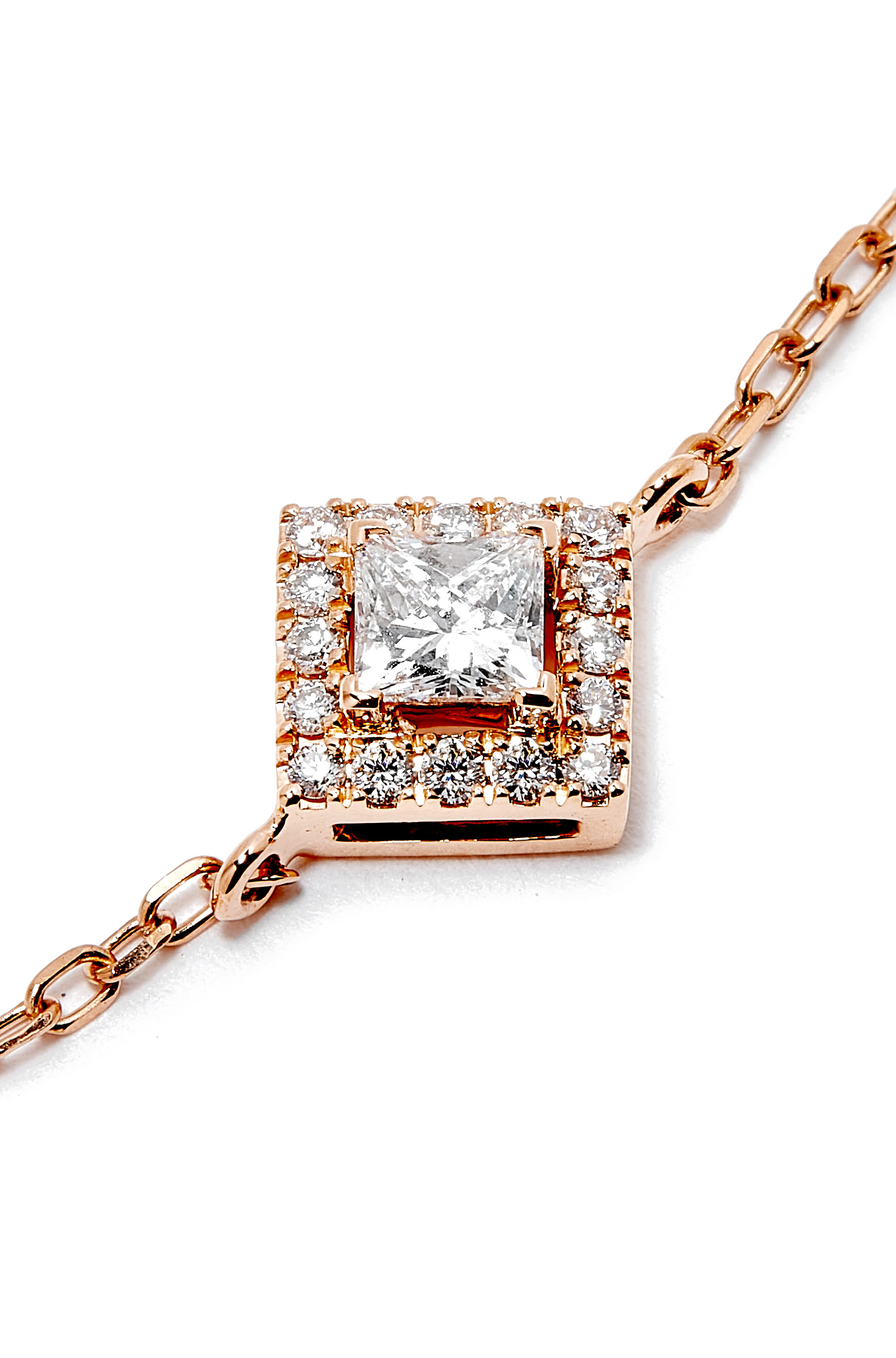 Rock Square Diamond Chain Bracelet in 18kt Rose Gold