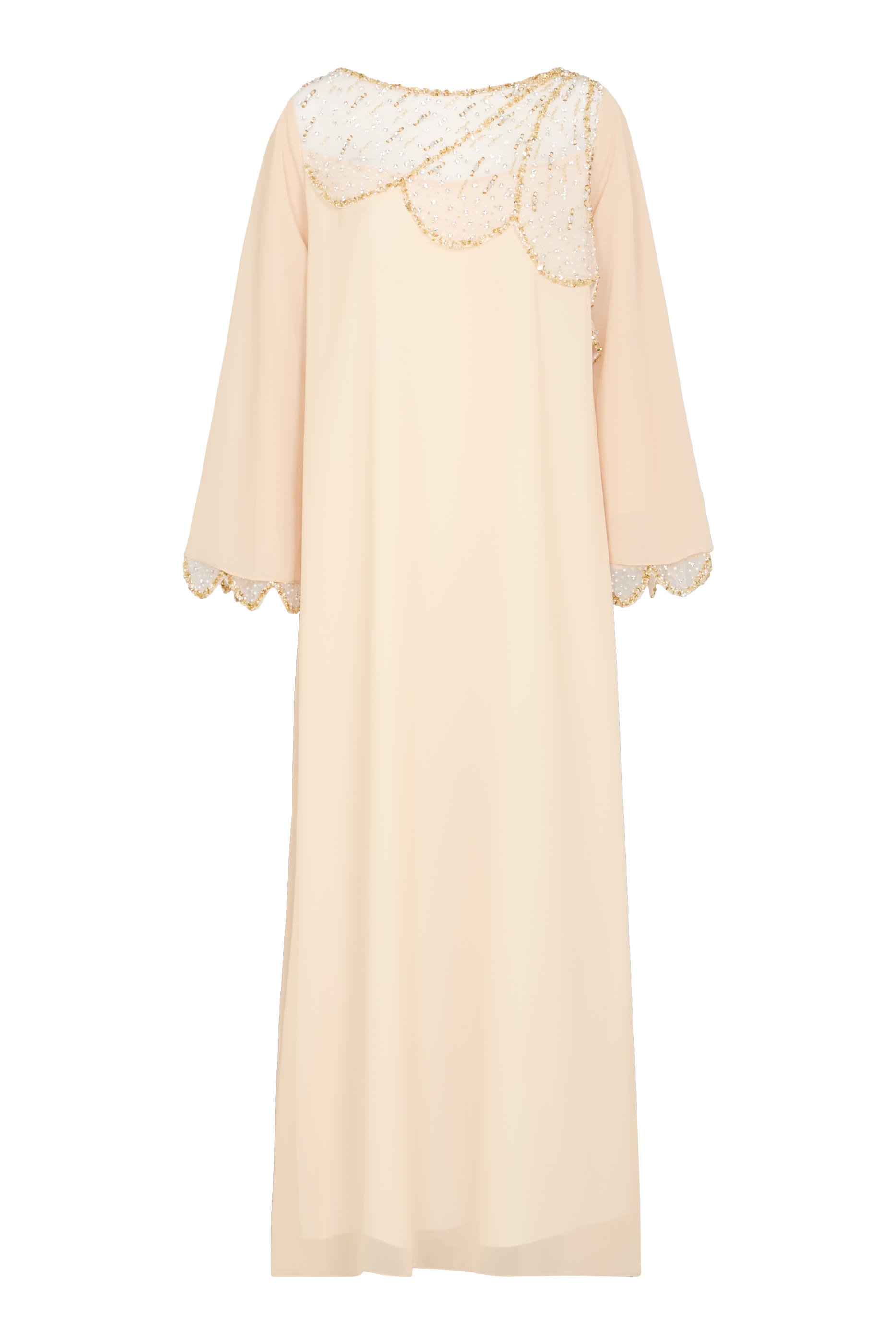 Scalloped Embellished Maxi Dress