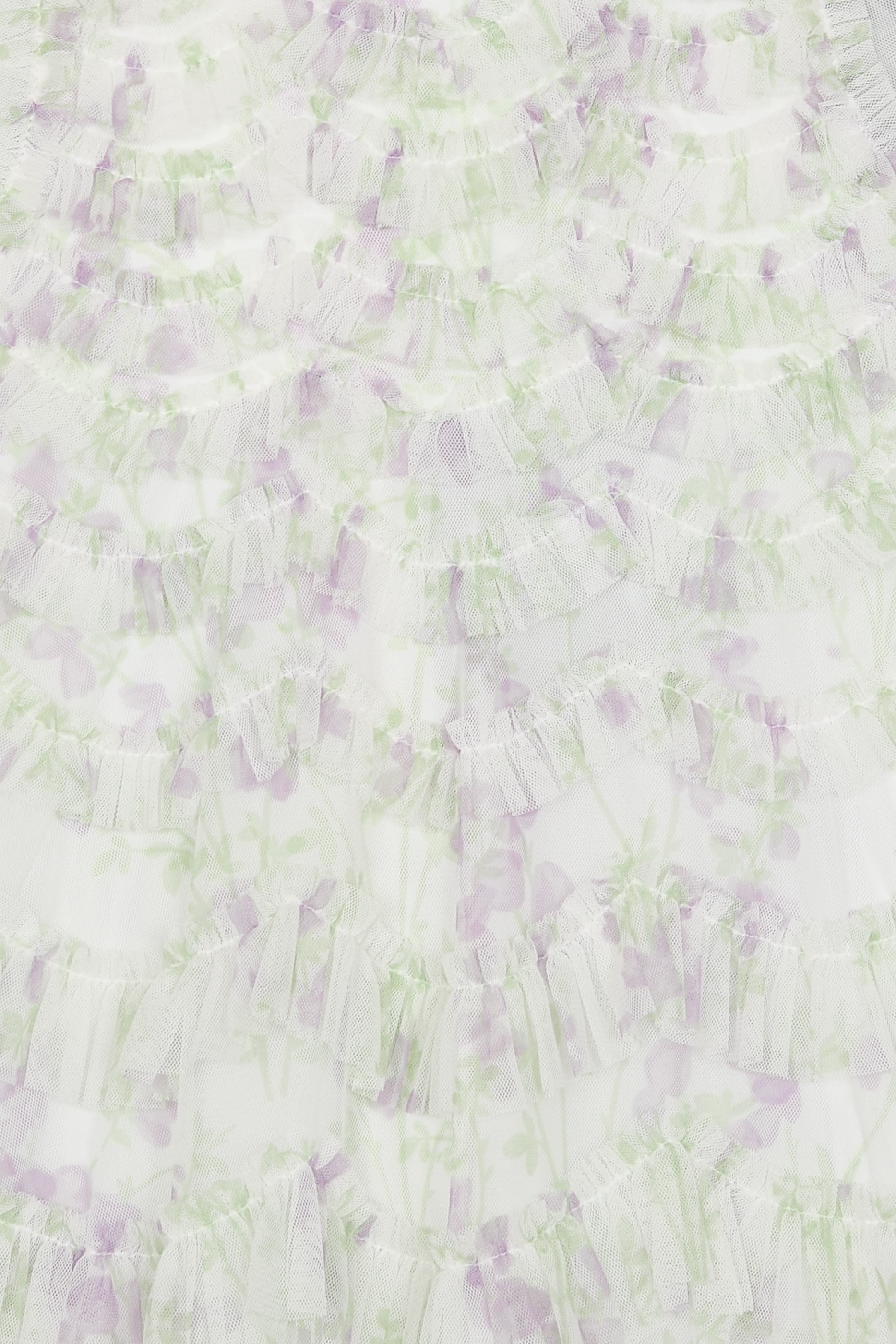 Kids Trailing Floral Scallop Ruffle Dress