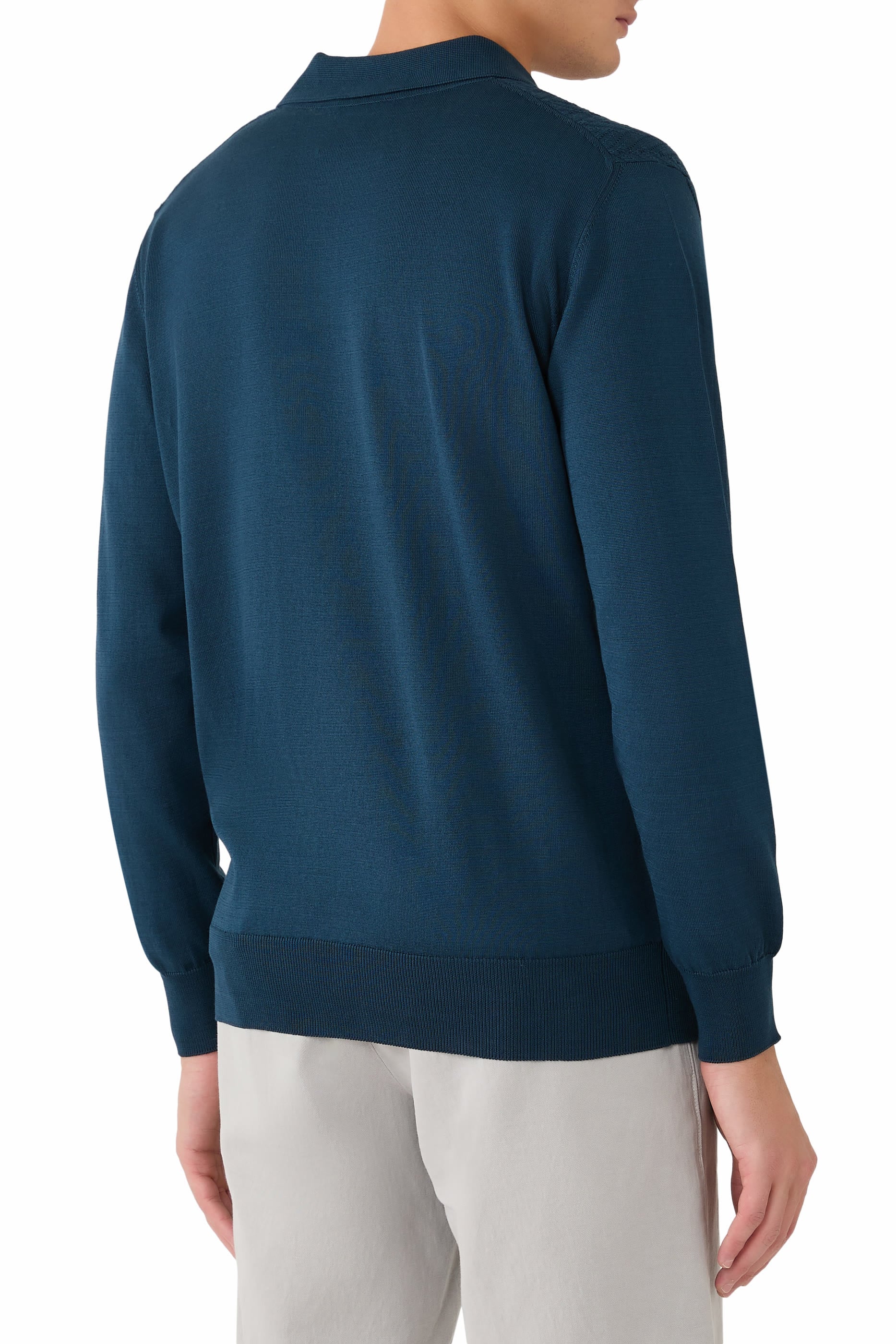 Chevron Structure Knit Polo Shirt