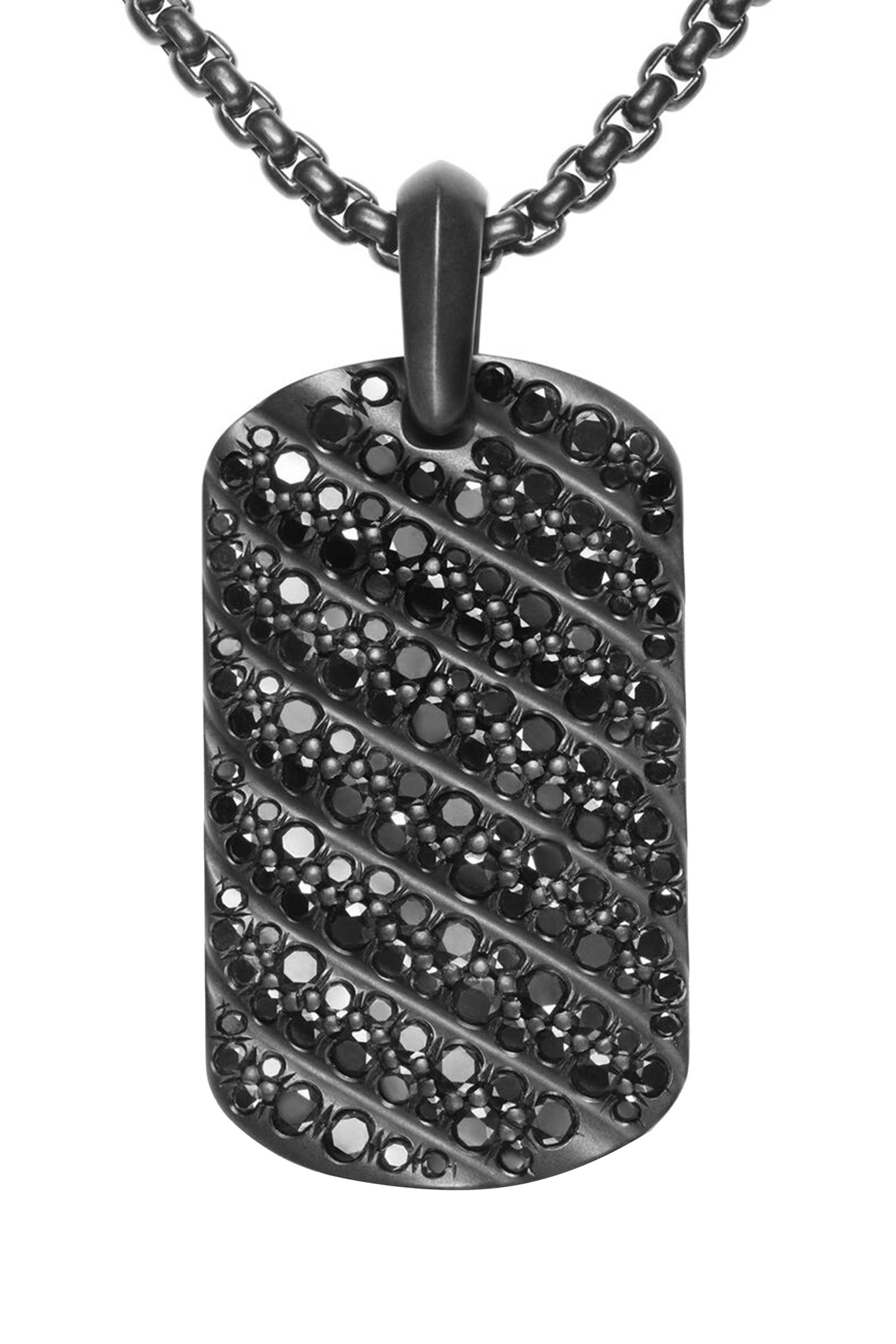  Sculpted Cable Tag, Black Titanium & Black Diamonds