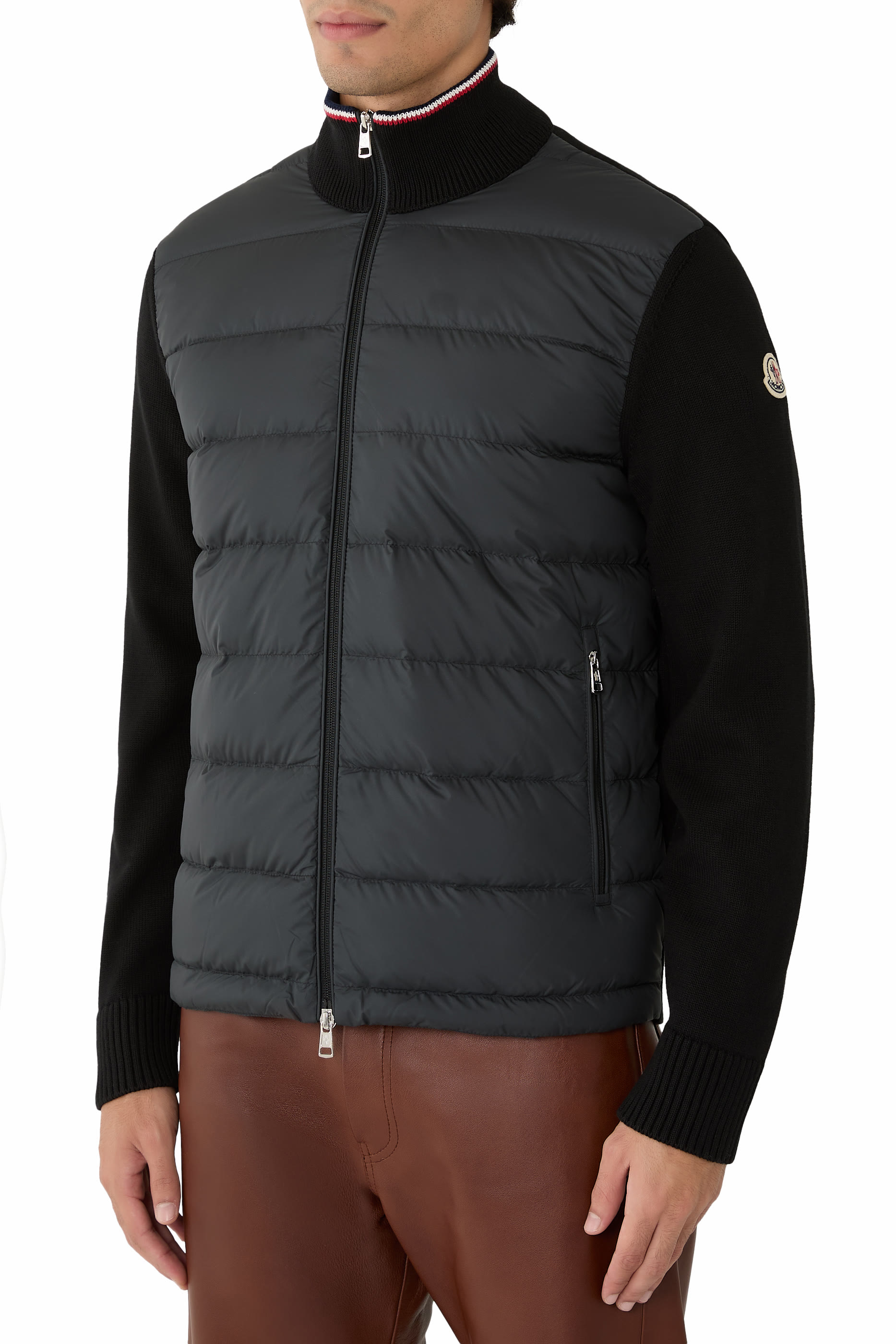  Padded Zip-Up Cotton Cardigan 