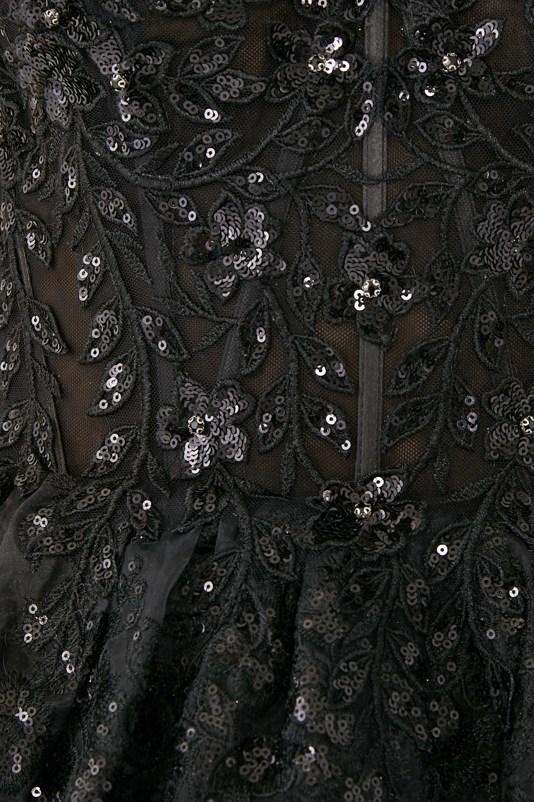 Tiered Floral Sequin Maxi Gown